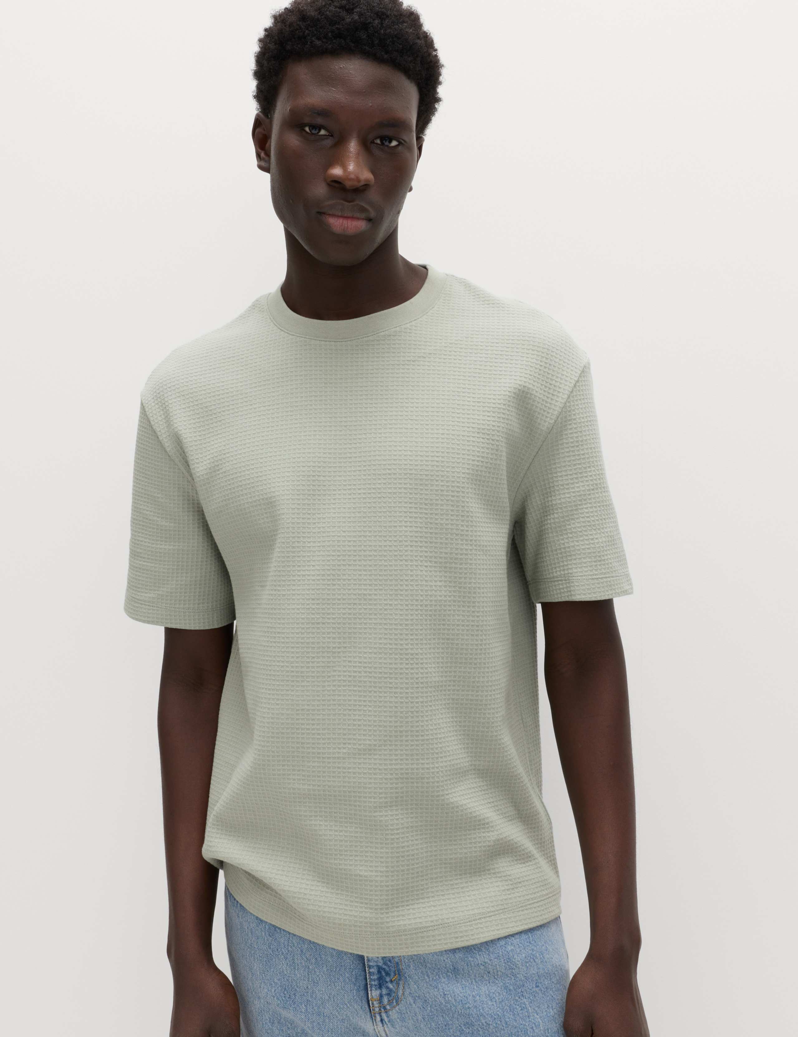 Relaxed Pure Cotton Waffle T-Shirt