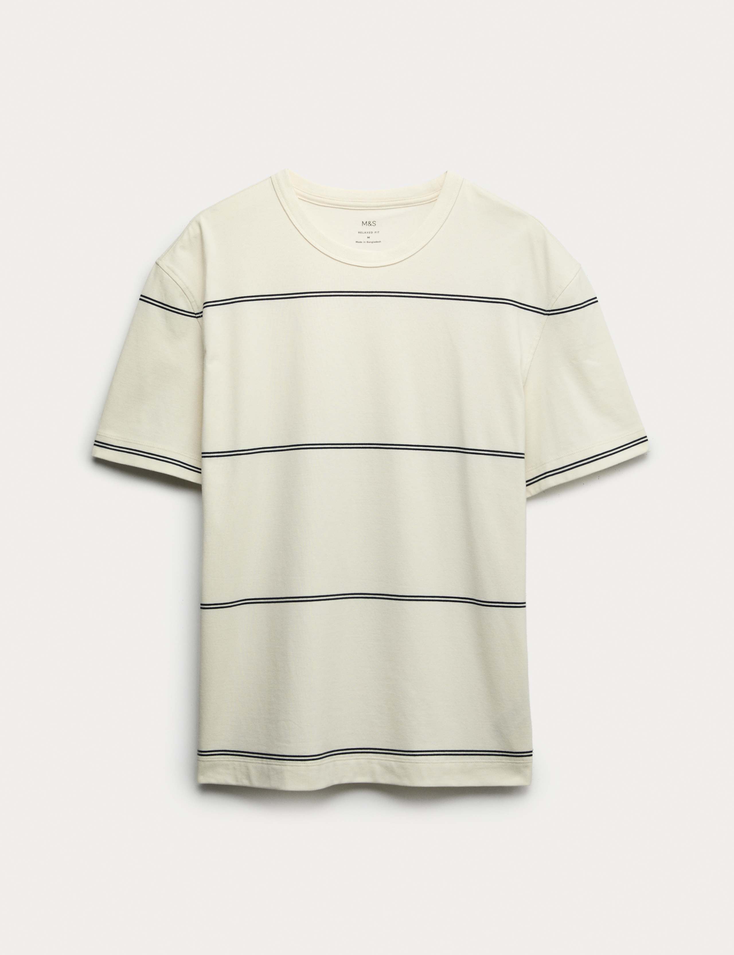 Pure Cotton Striped Relaxed Crew Neck T-Shirt