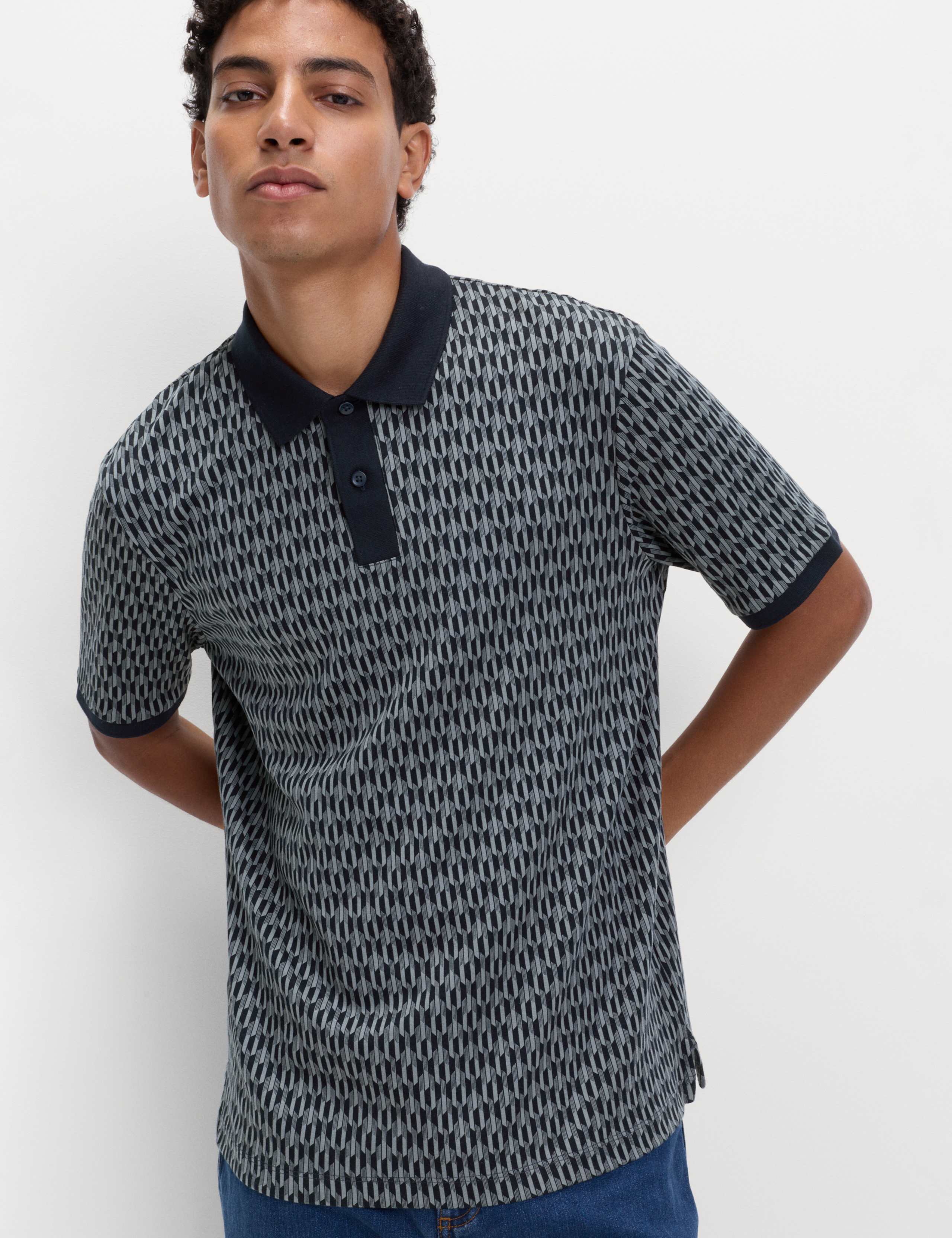 Pure Cotton Mock Link Polo Shirt