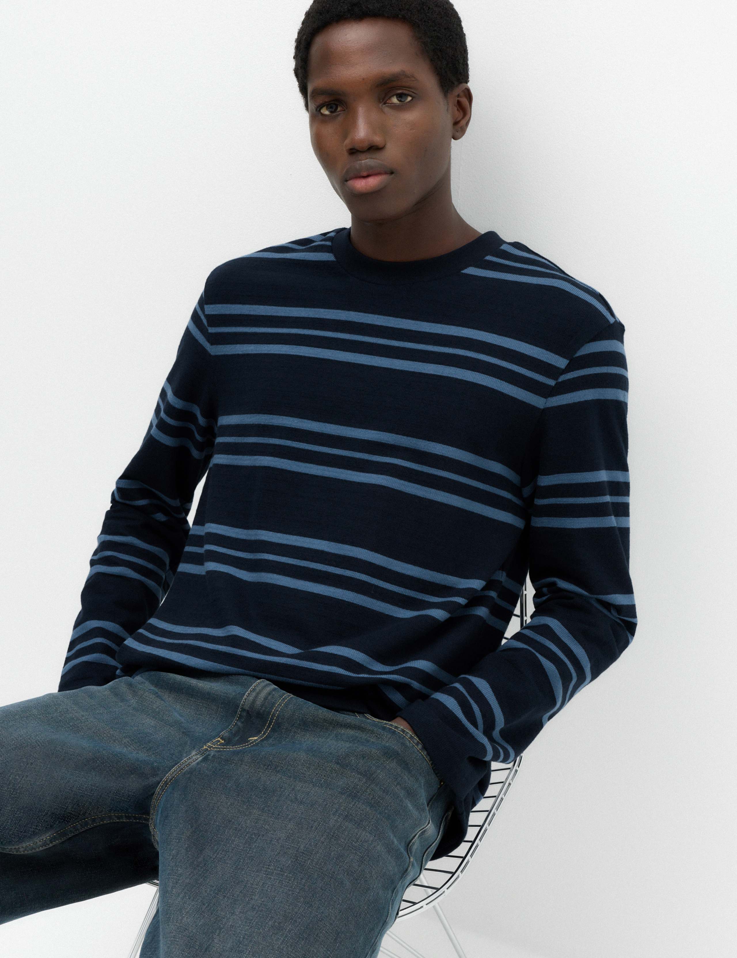 Pure Cotton Striped Long Sleeve T-Shirt