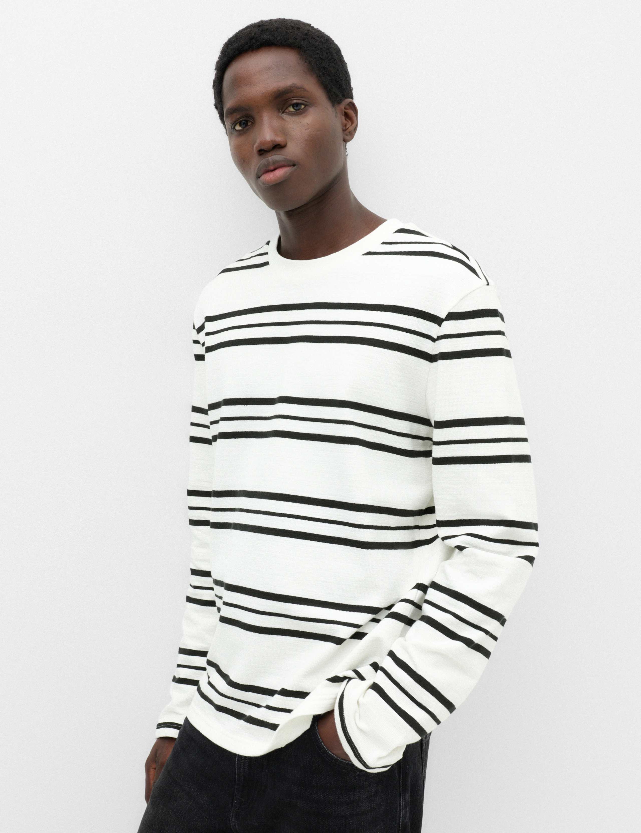 Pure Cotton Striped Long Sleeve T-Shirt