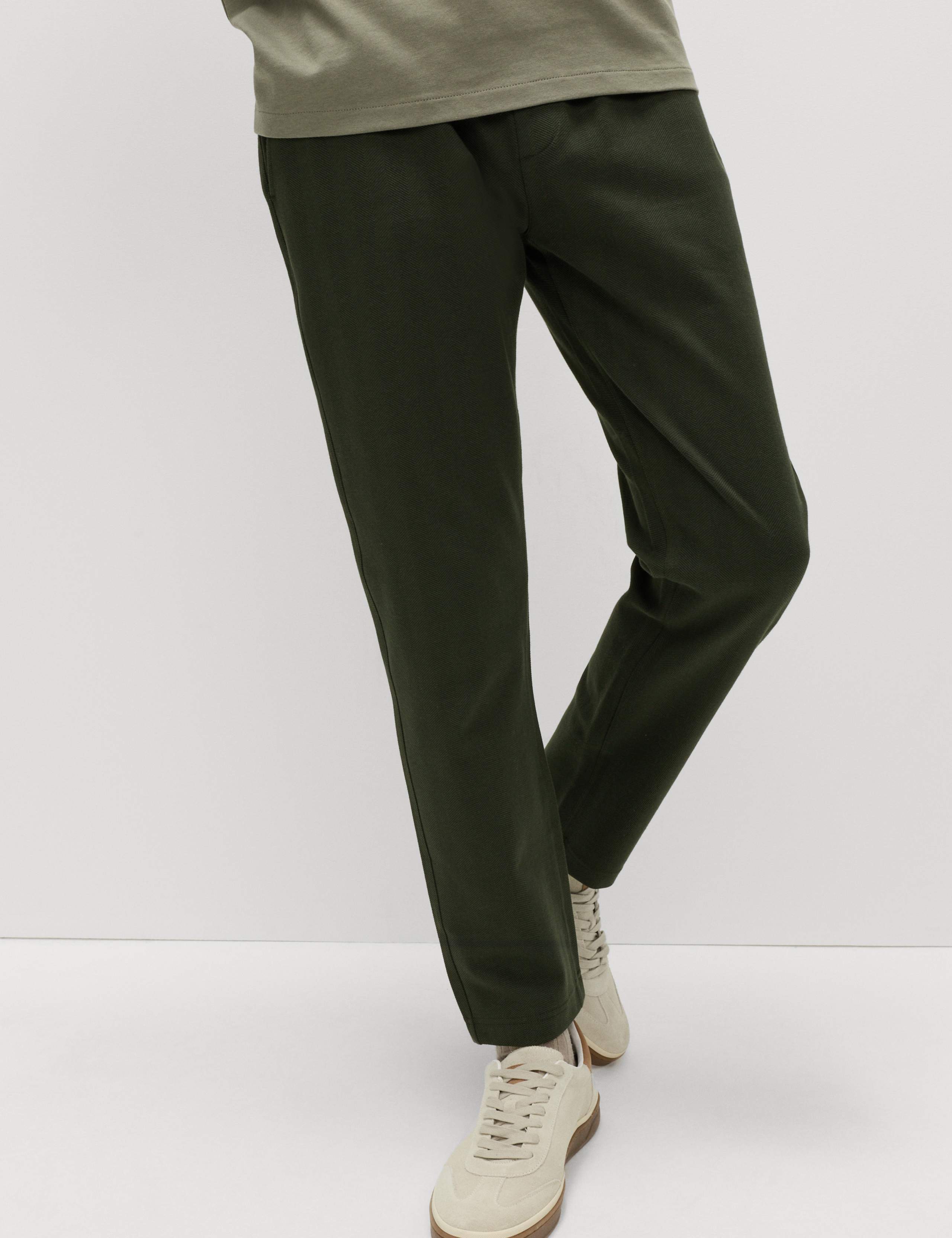 Cotton Rich Herringbone Jogger