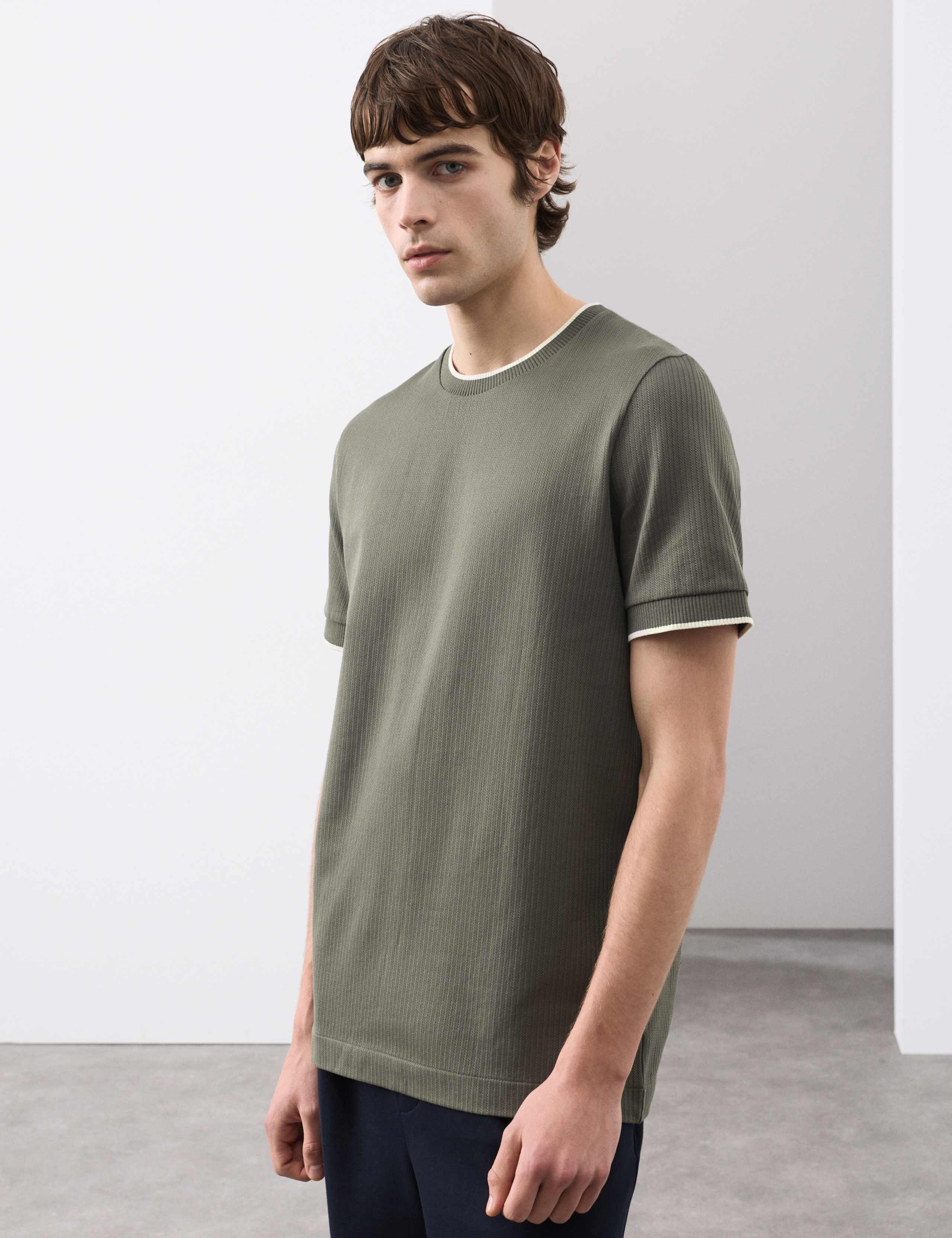 Pure Cotton Jacquard T-Shirt