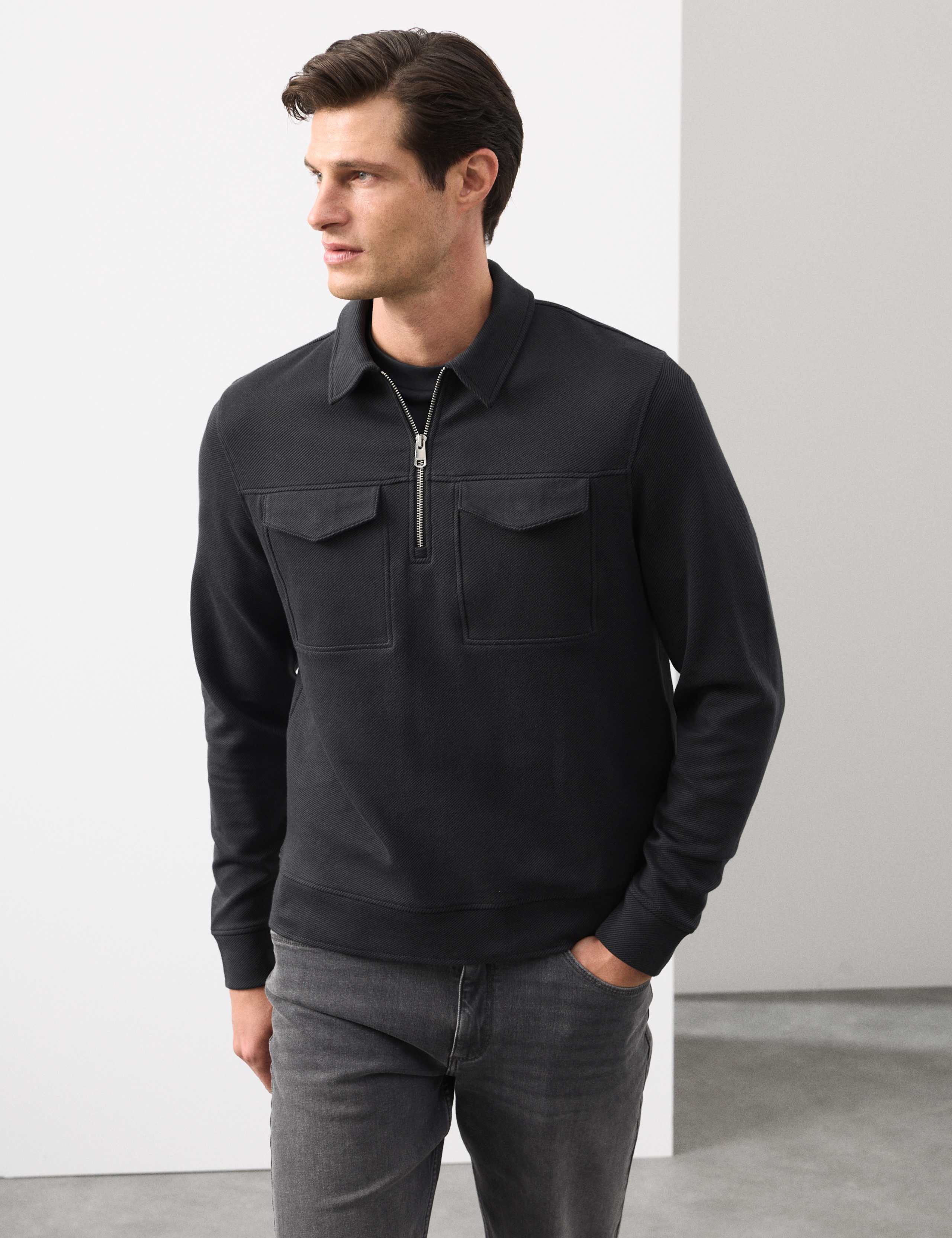 Cotton Rich Half Zip Sweatshirt