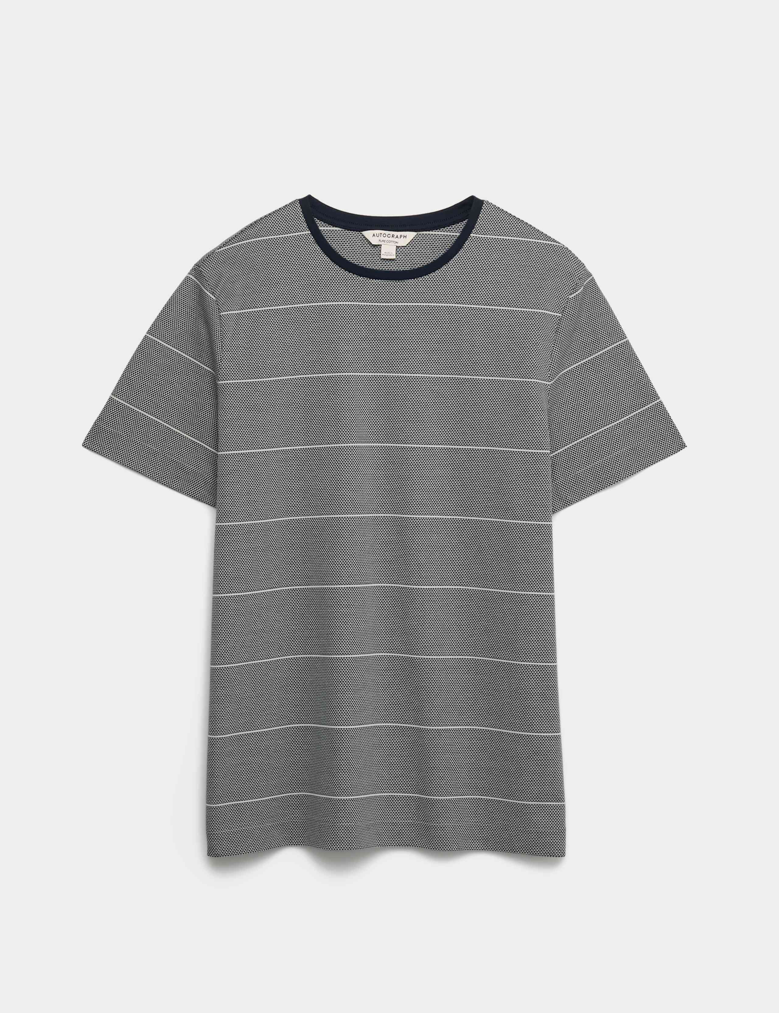 Pure Cotton Textured Striped T-Shirt