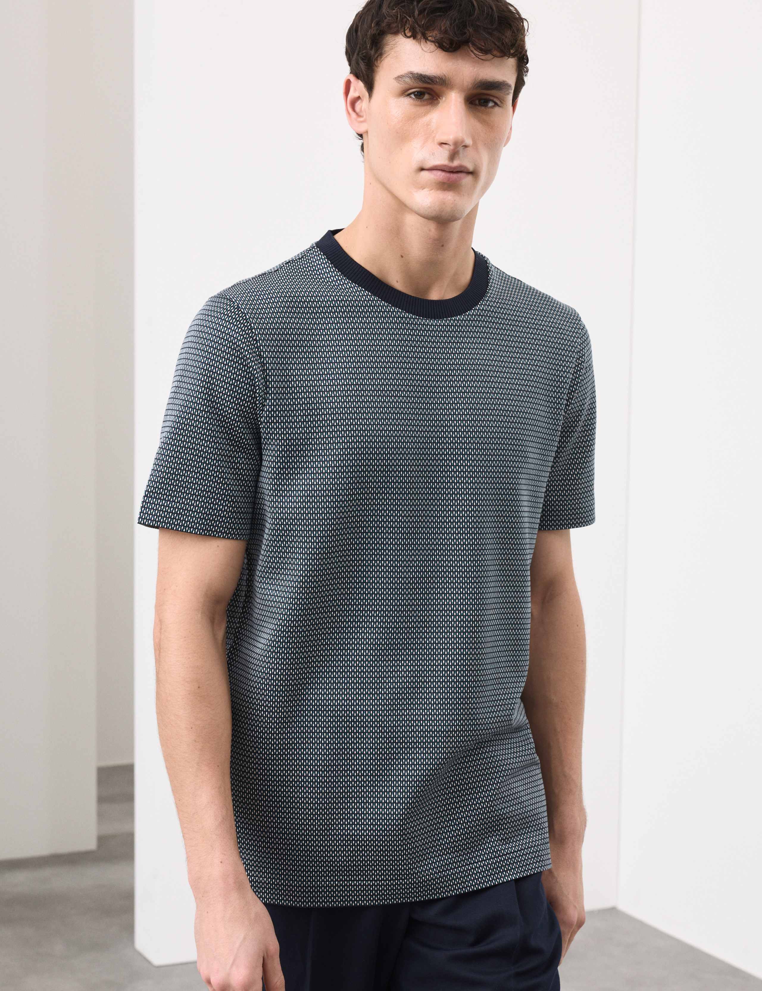 Pure Cotton Jacquard T-Shirt