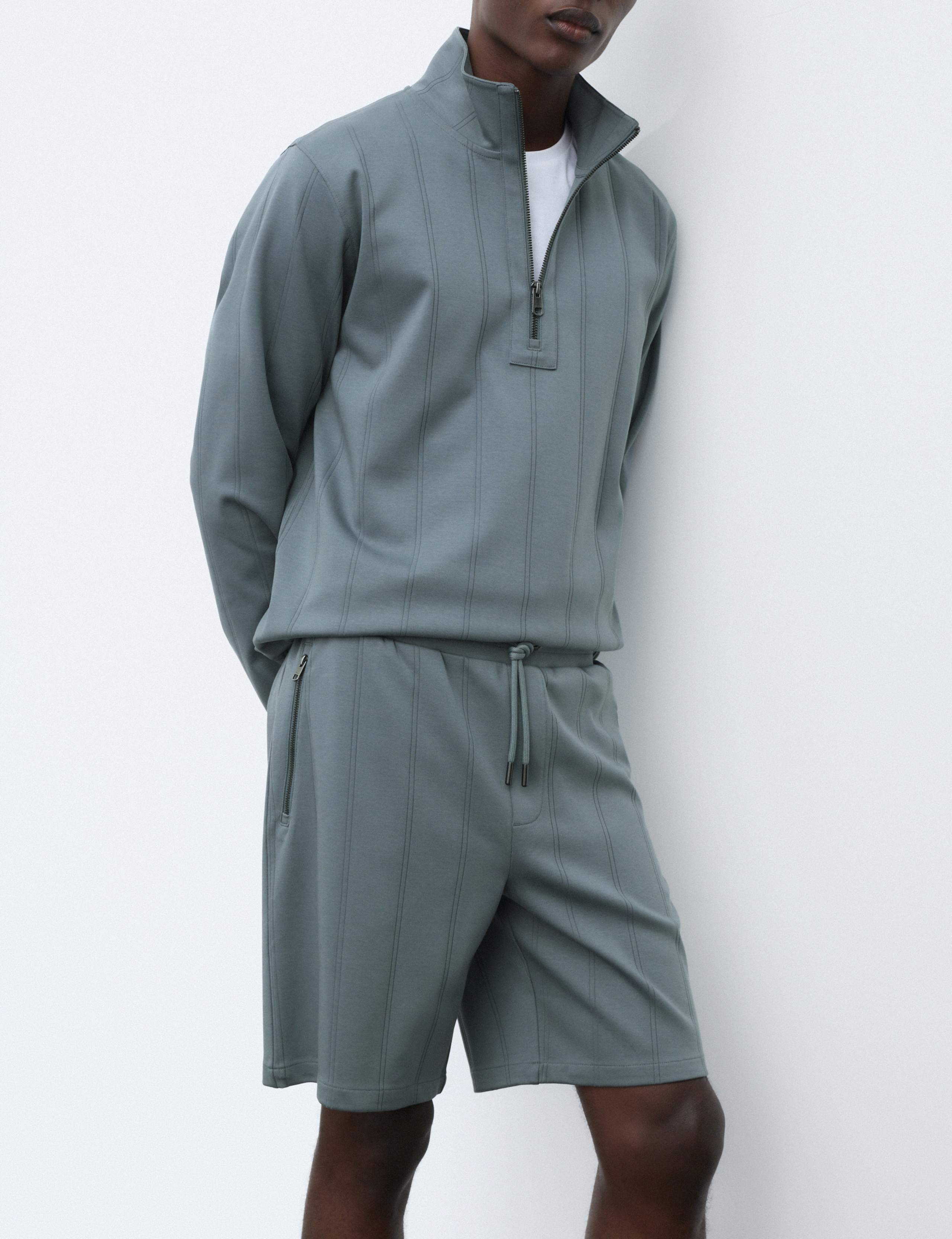 Regular Fit Cotton Rich Textured Shorts