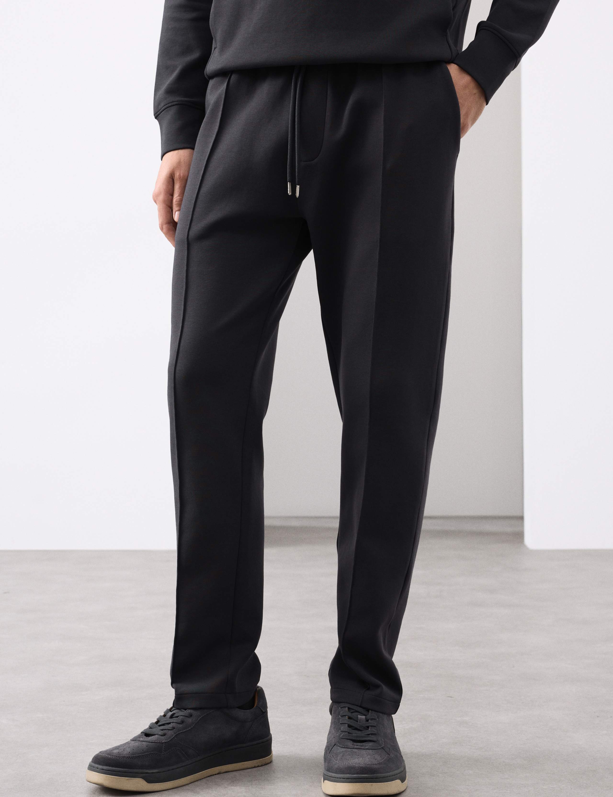 Cotton Rich Pintuck Straight Leg Joggers