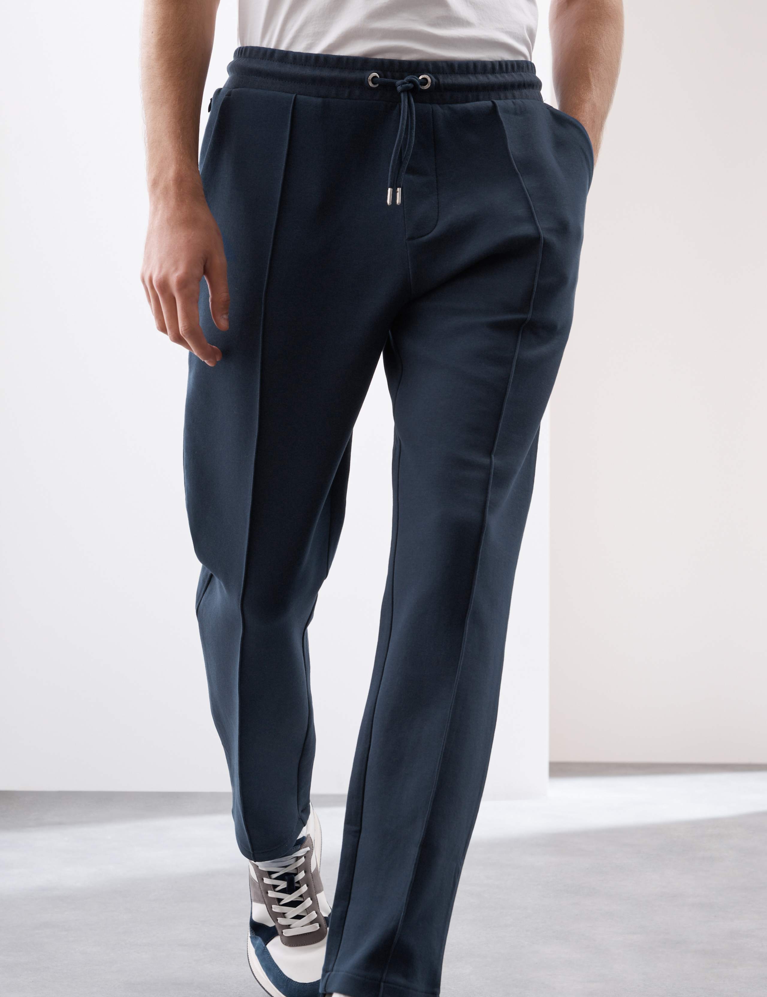 Cotton Rich Pintuck Straight Leg Joggers