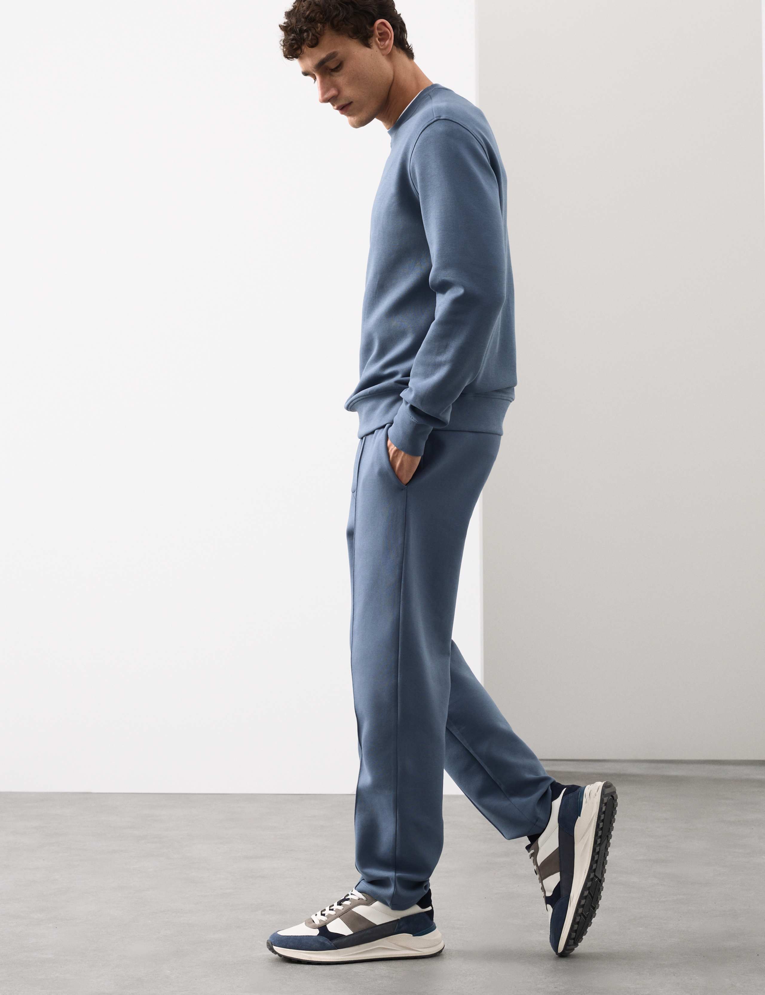 Cotton Rich Pintuck Straight Leg Joggers