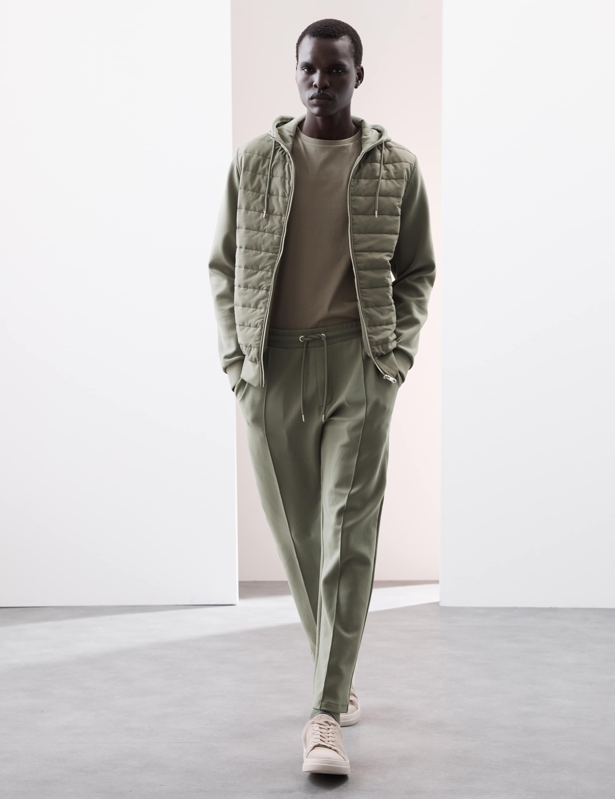 Cotton Rich Pintuck Straight Leg Joggers