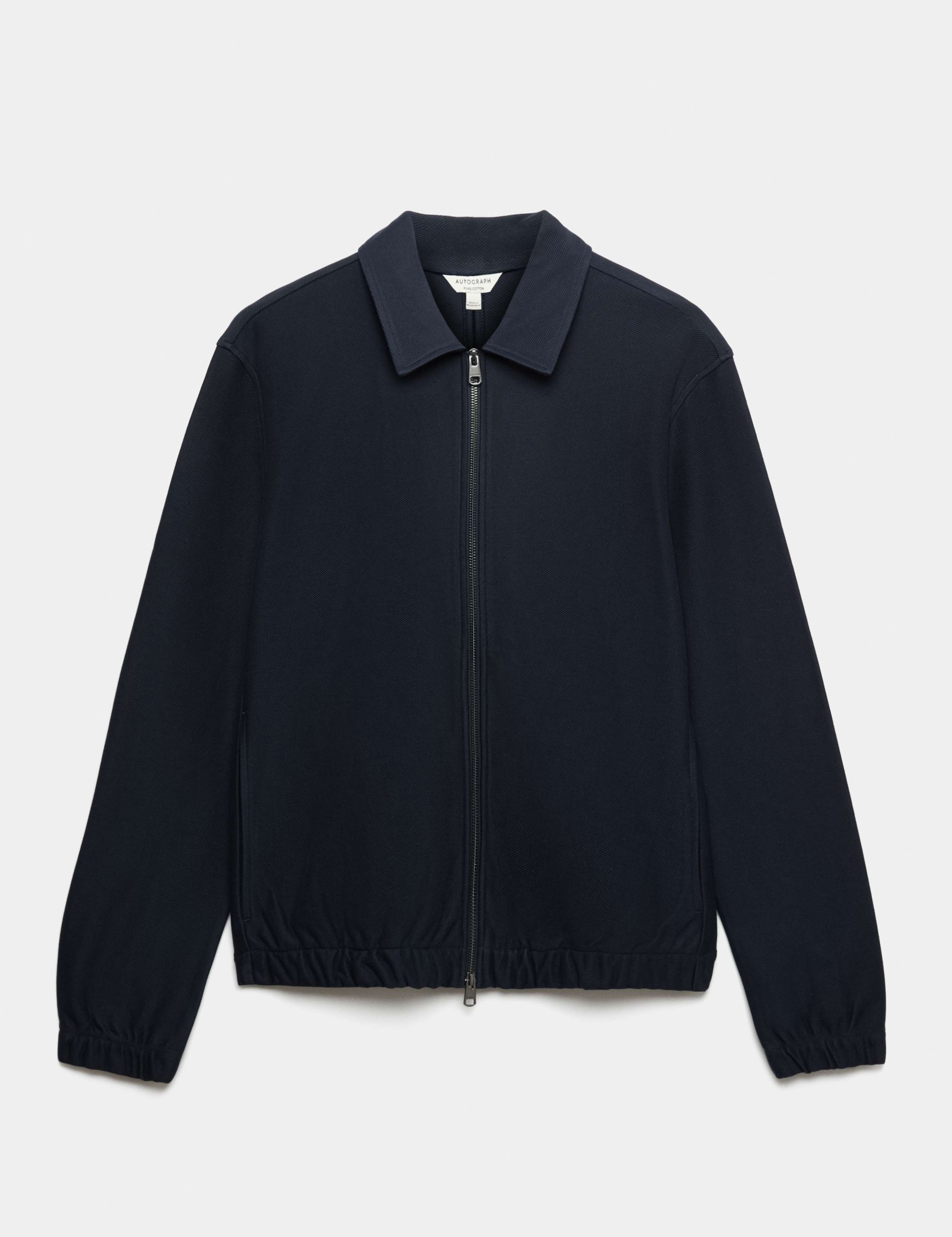 Pure Cotton Twill Zip Through Overshirt
