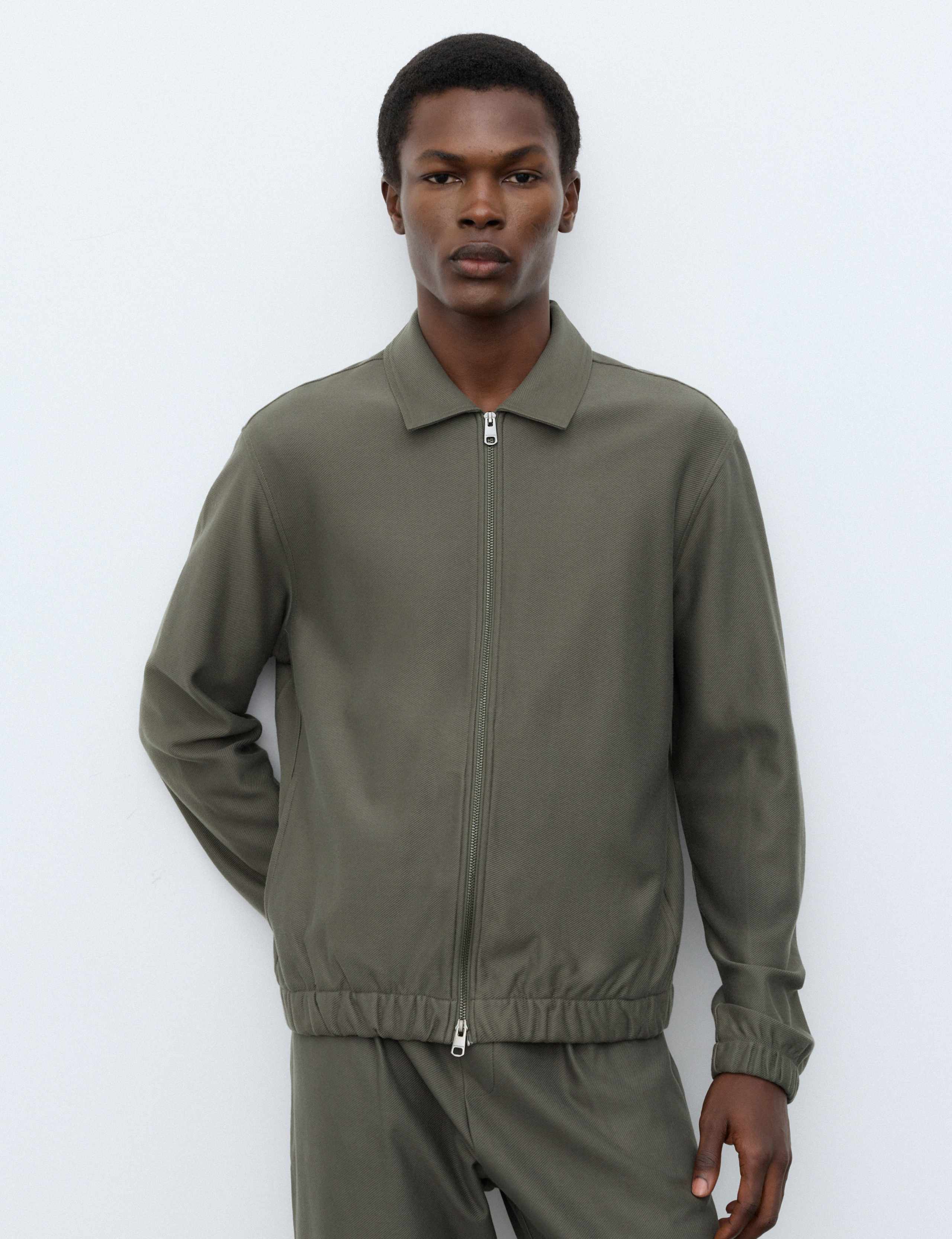 Pure Cotton Twill Zip Through Overshirt