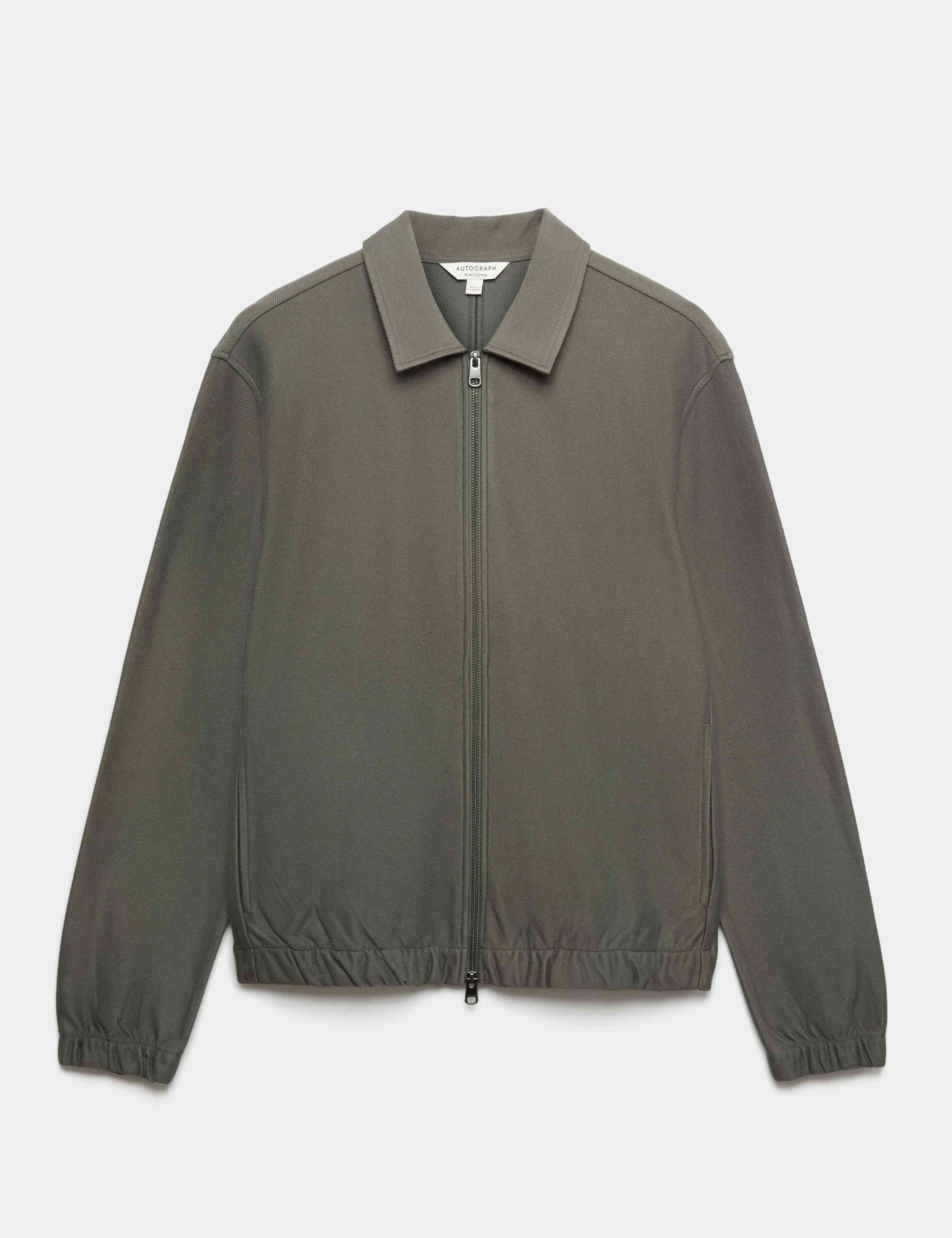 Pure Cotton Twill Zip Through Overshirt