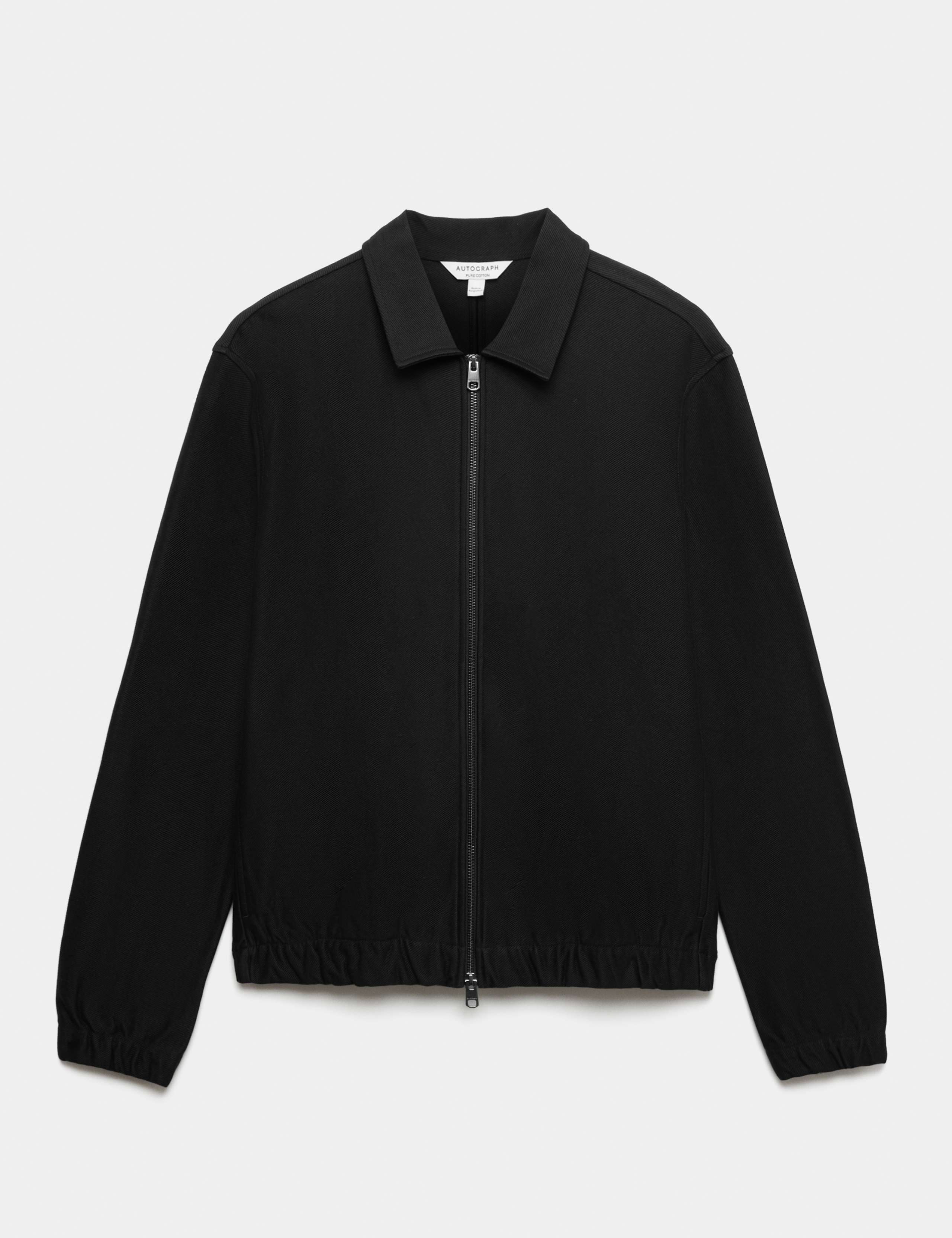 Pure Cotton Twill Zip Through Overshirt