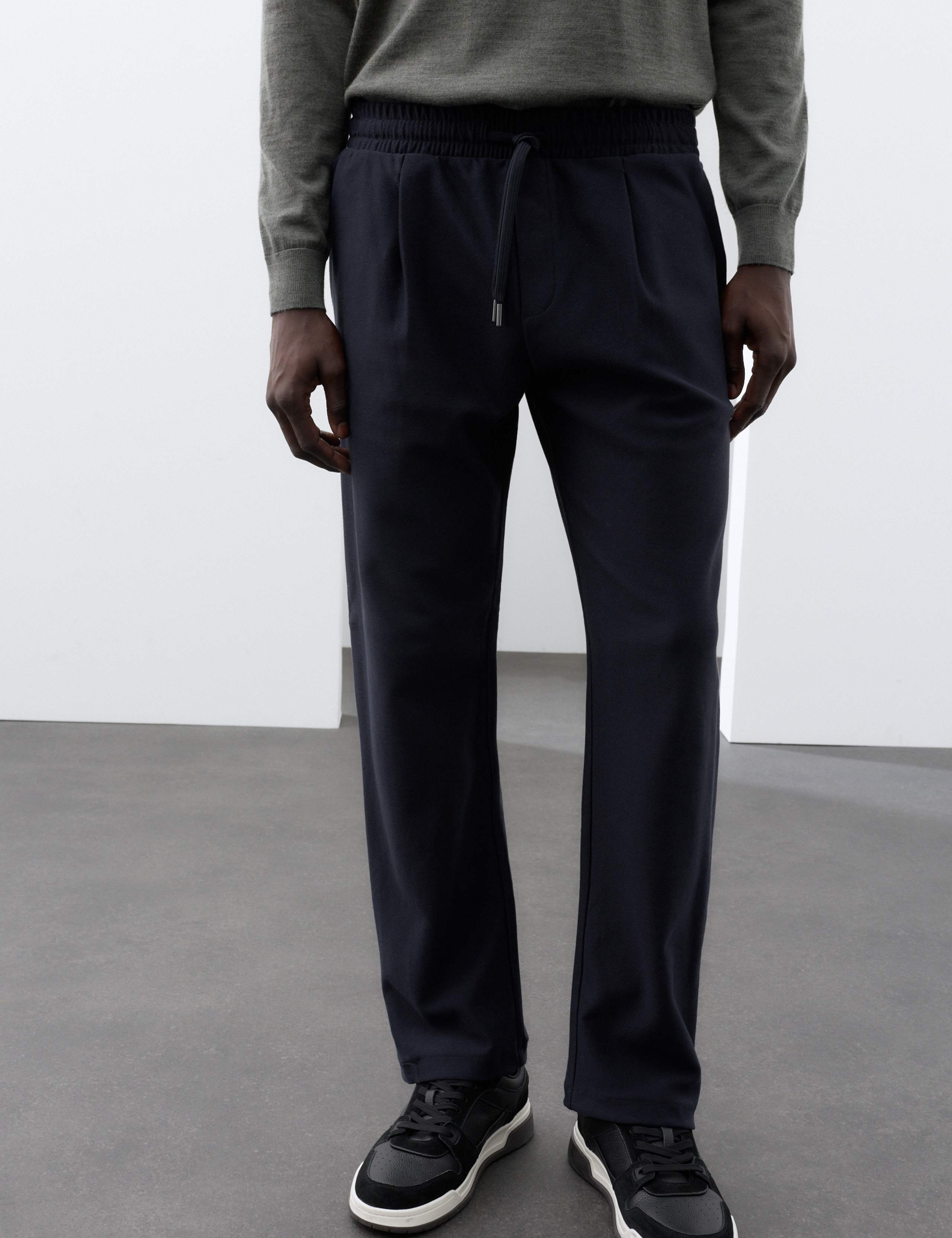 Pure Cotton Twill Single Pleat Trousers