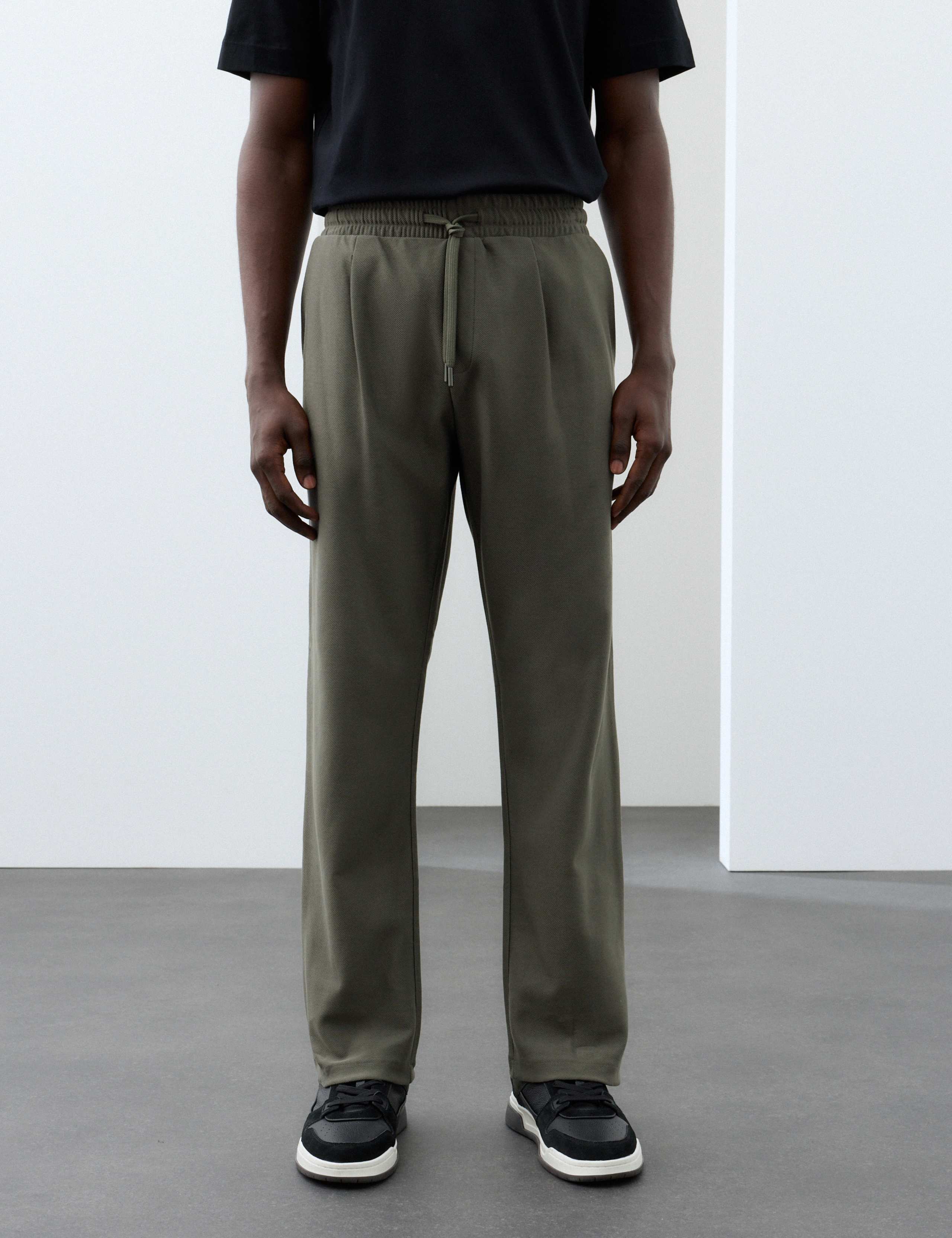 Pure Cotton Twill Single Pleat Trousers