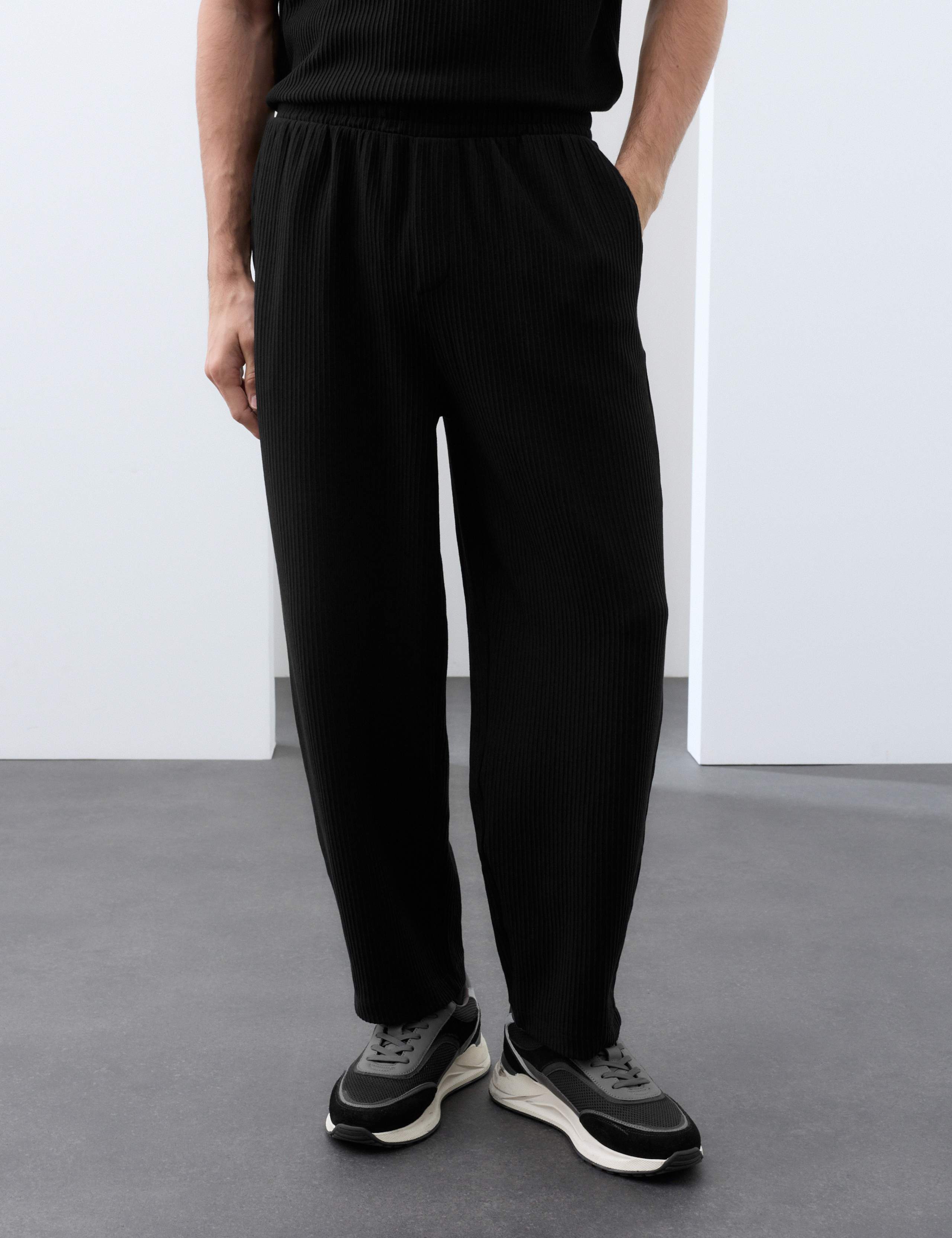 Textured Cotton Rich Barrel Leg Joggers