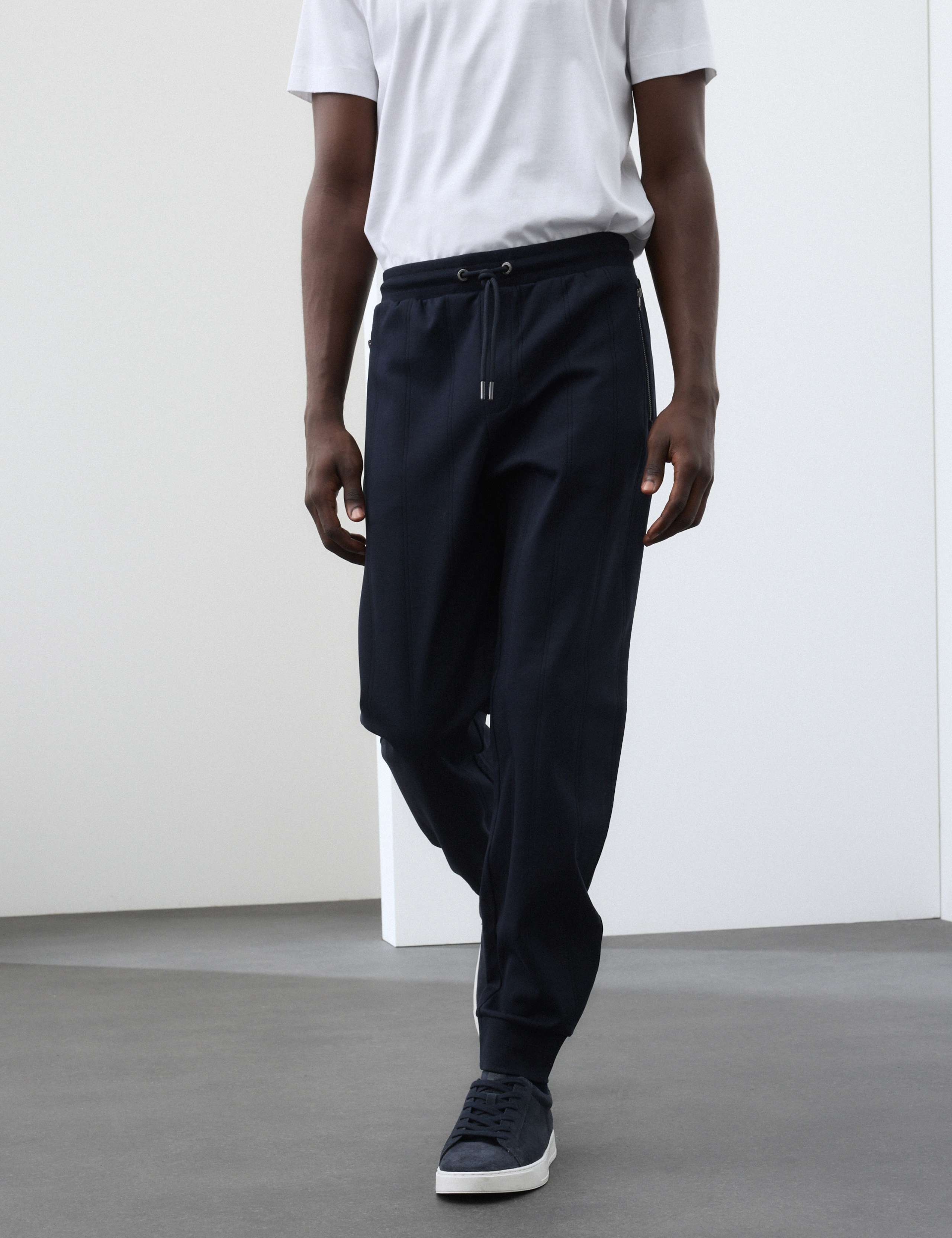 Pure Cotton Cuffed Drop Needle Joggers