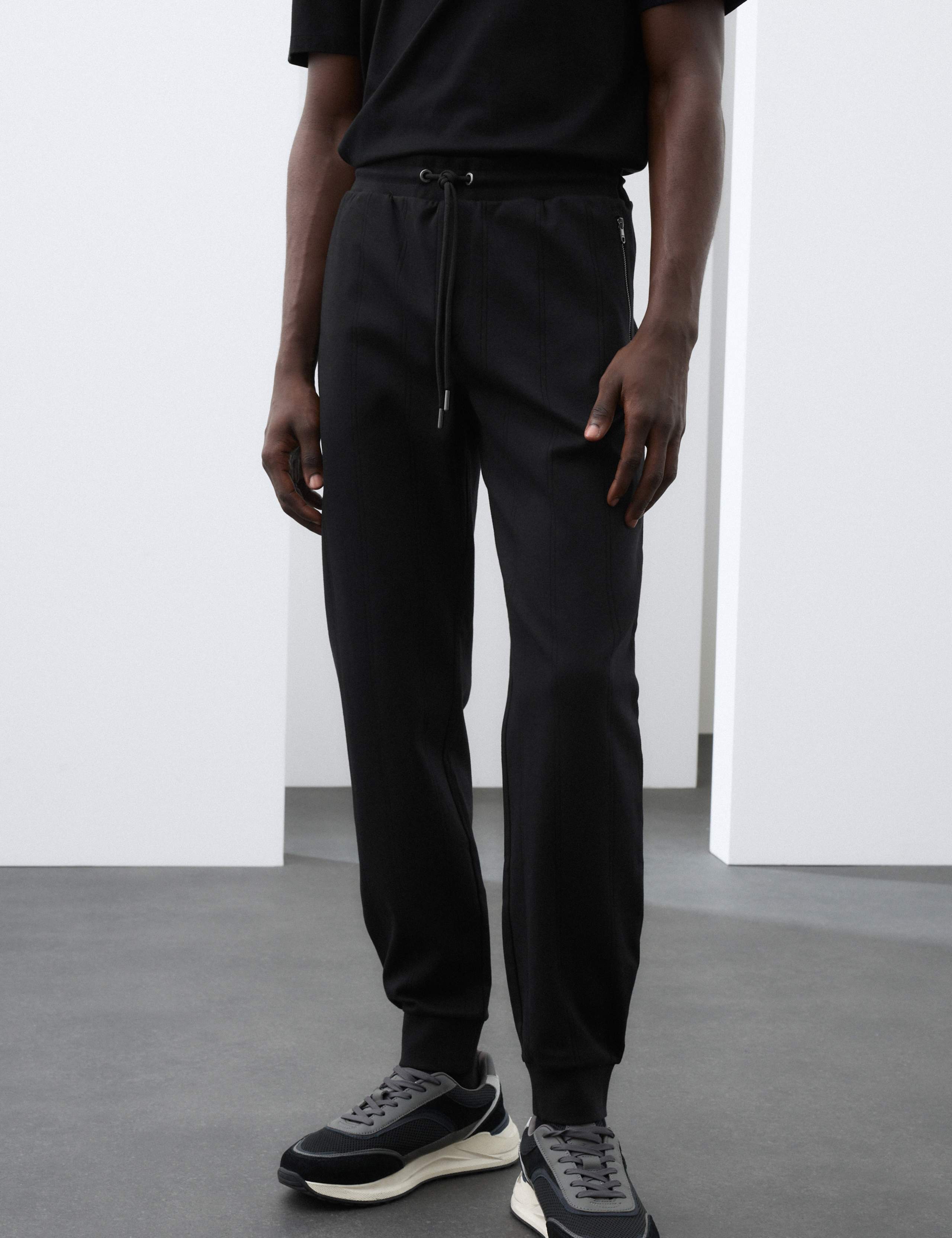Pure Cotton Cuffed Drop Needle Joggers