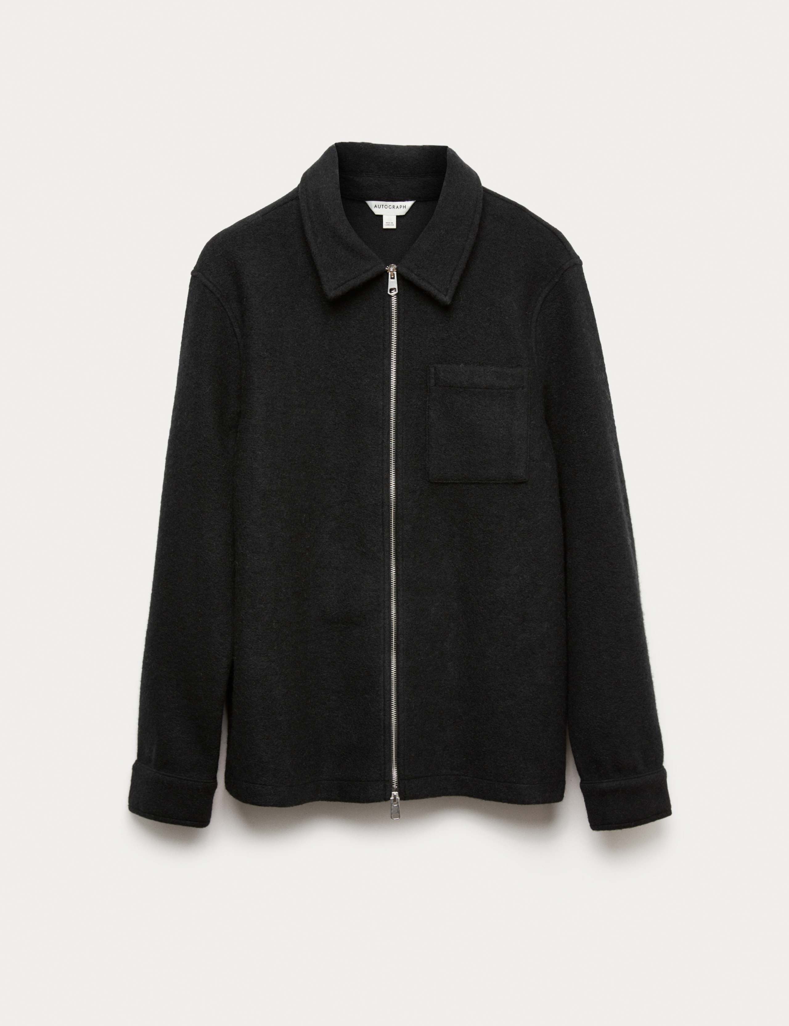 Wool Blend Zip up Fleece Jacket