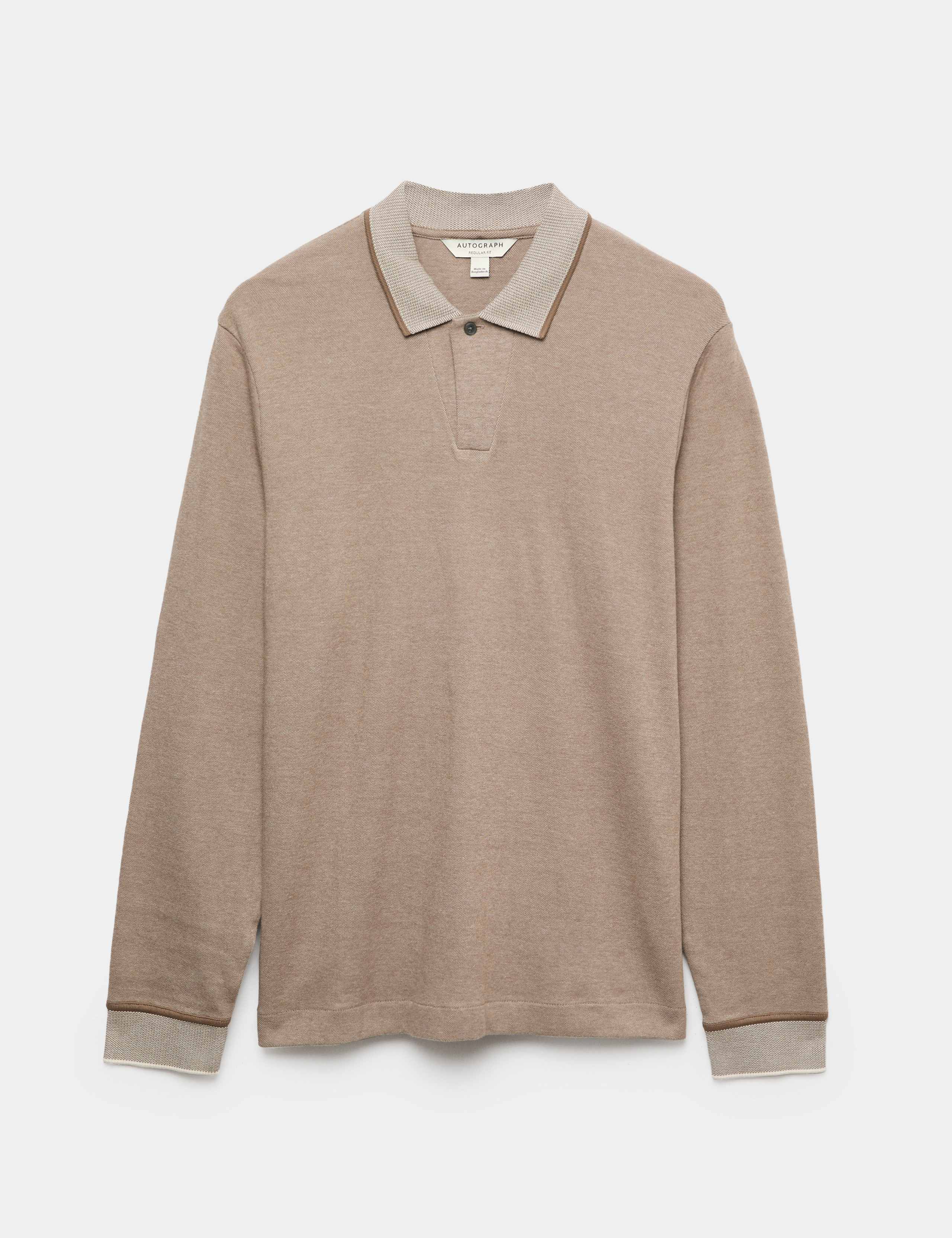 Cotton Rich Long Sleeve Polo Shirt