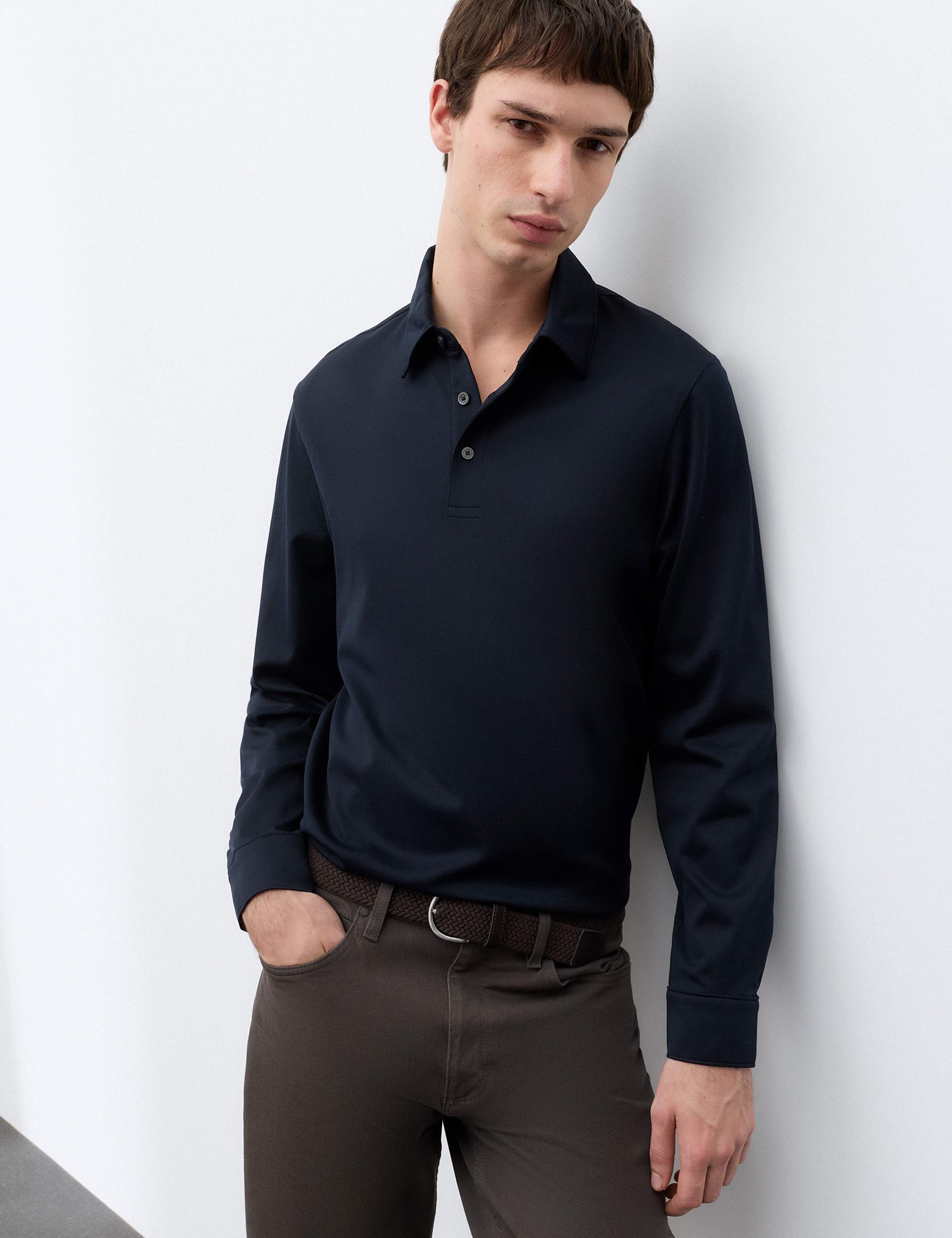Pure Supima Cotton Long Sleeve Polo Shirt