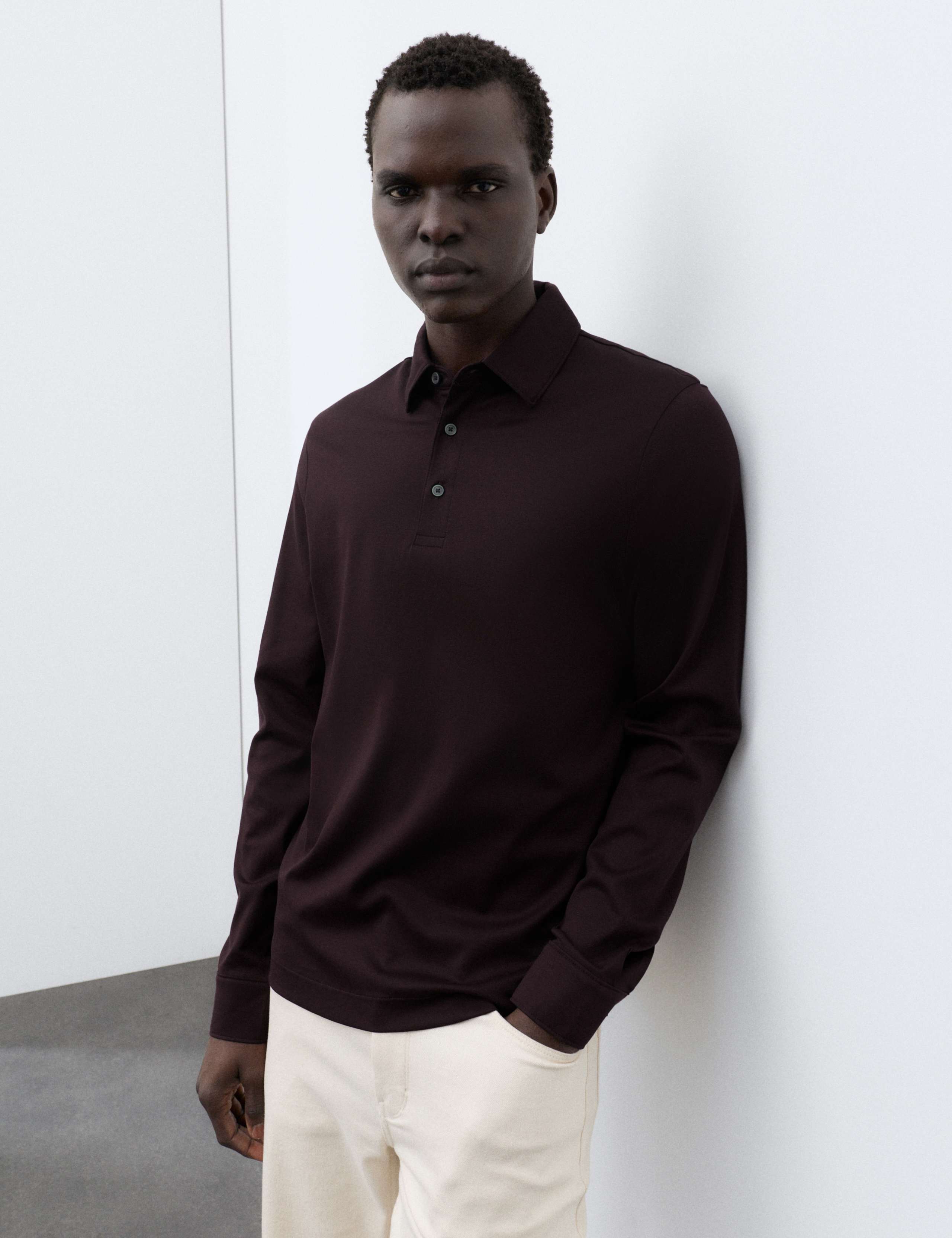 Pure Supima Cotton Long Sleeve Polo Shirt