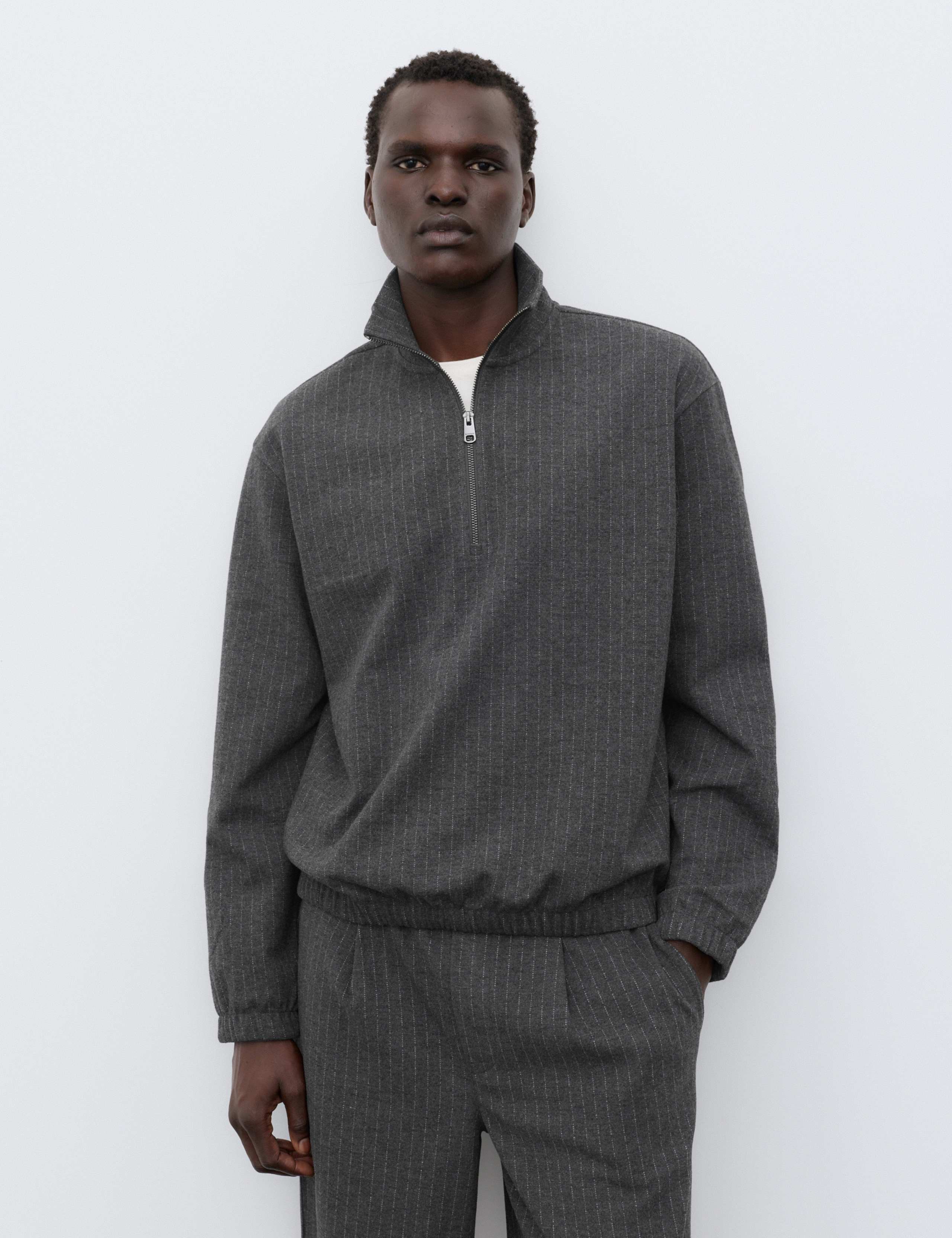 Striped Half Zip Fleece Jacket