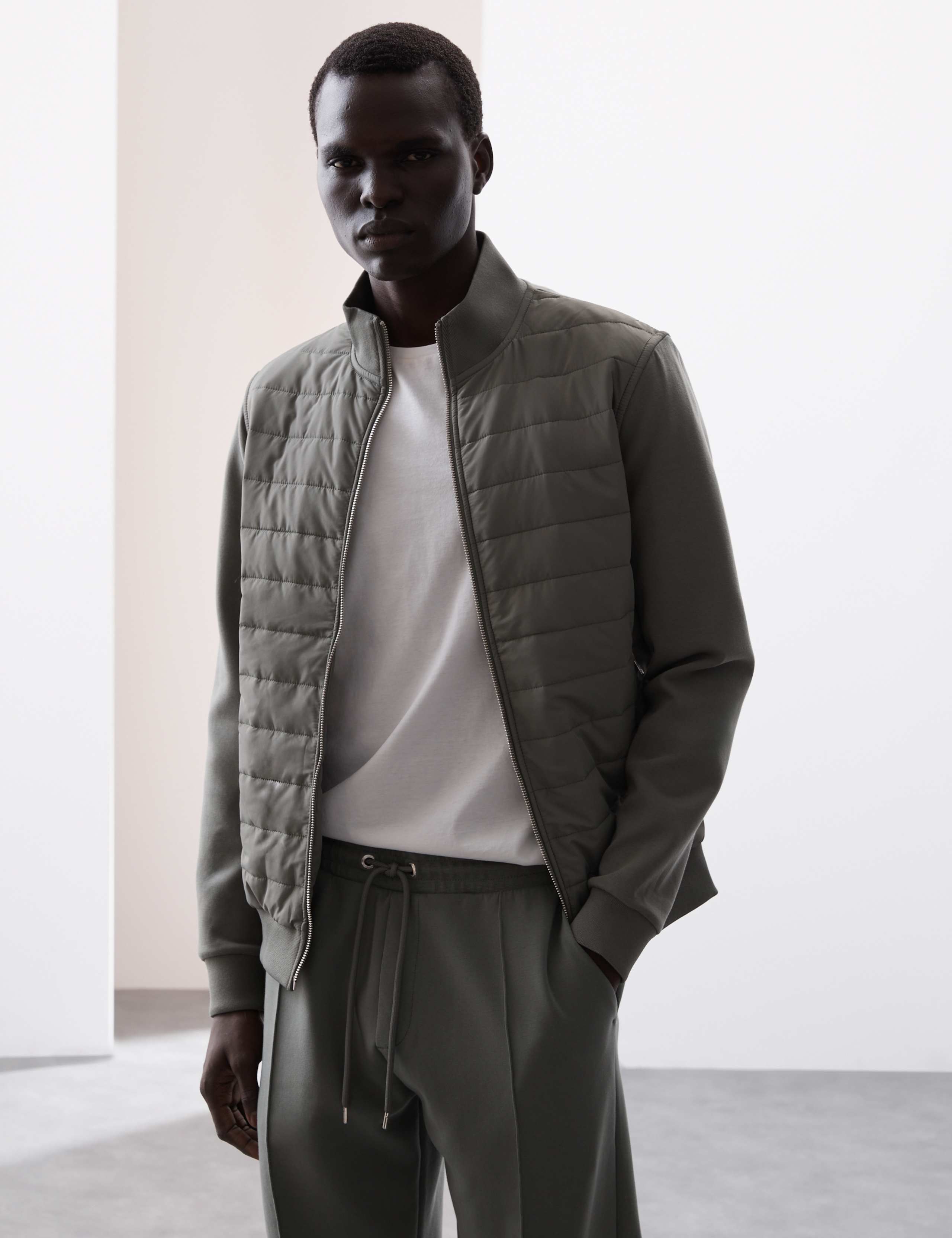Cotton Rich Zip Up Quilted Jacket