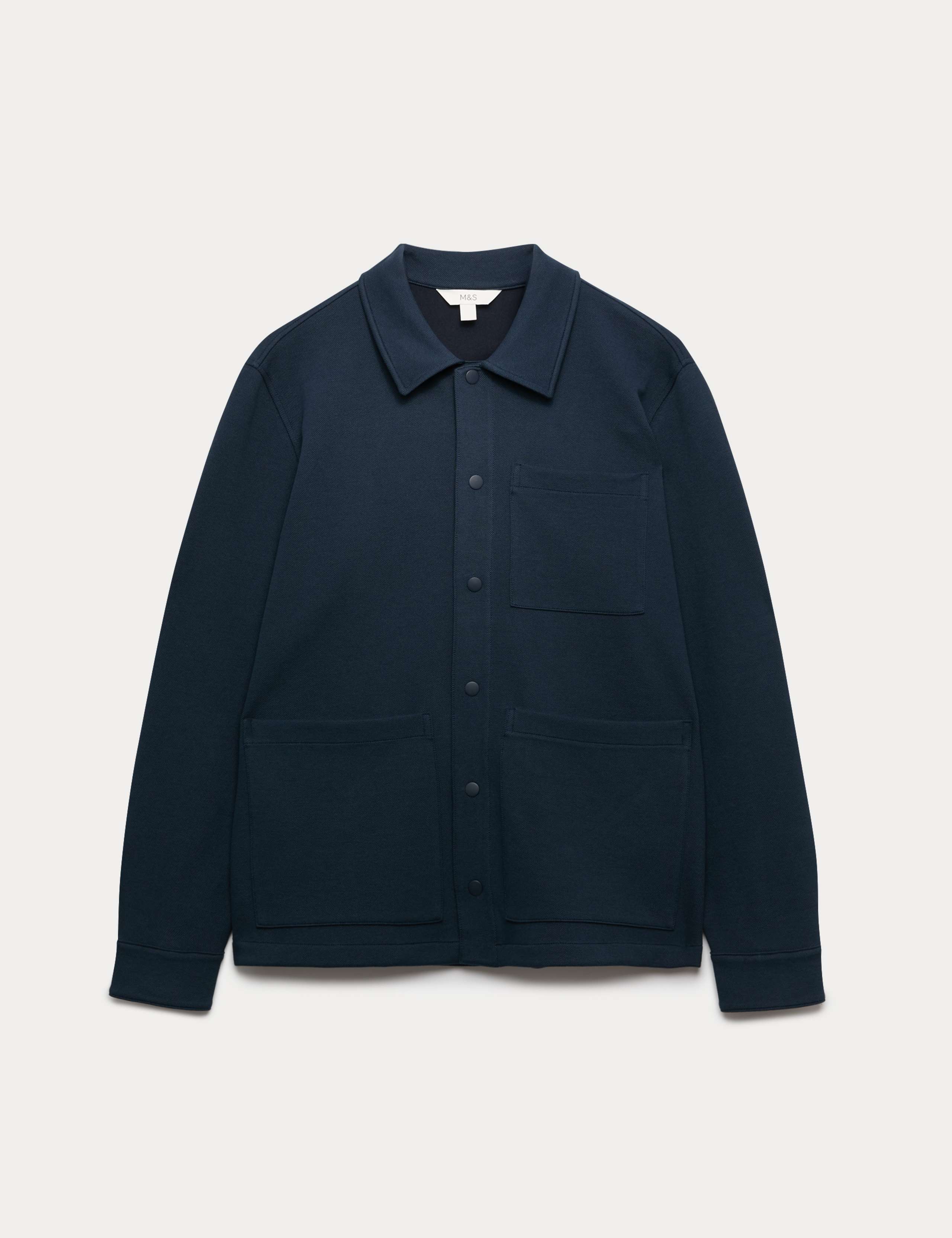 Cotton Blend Pique Overshirt