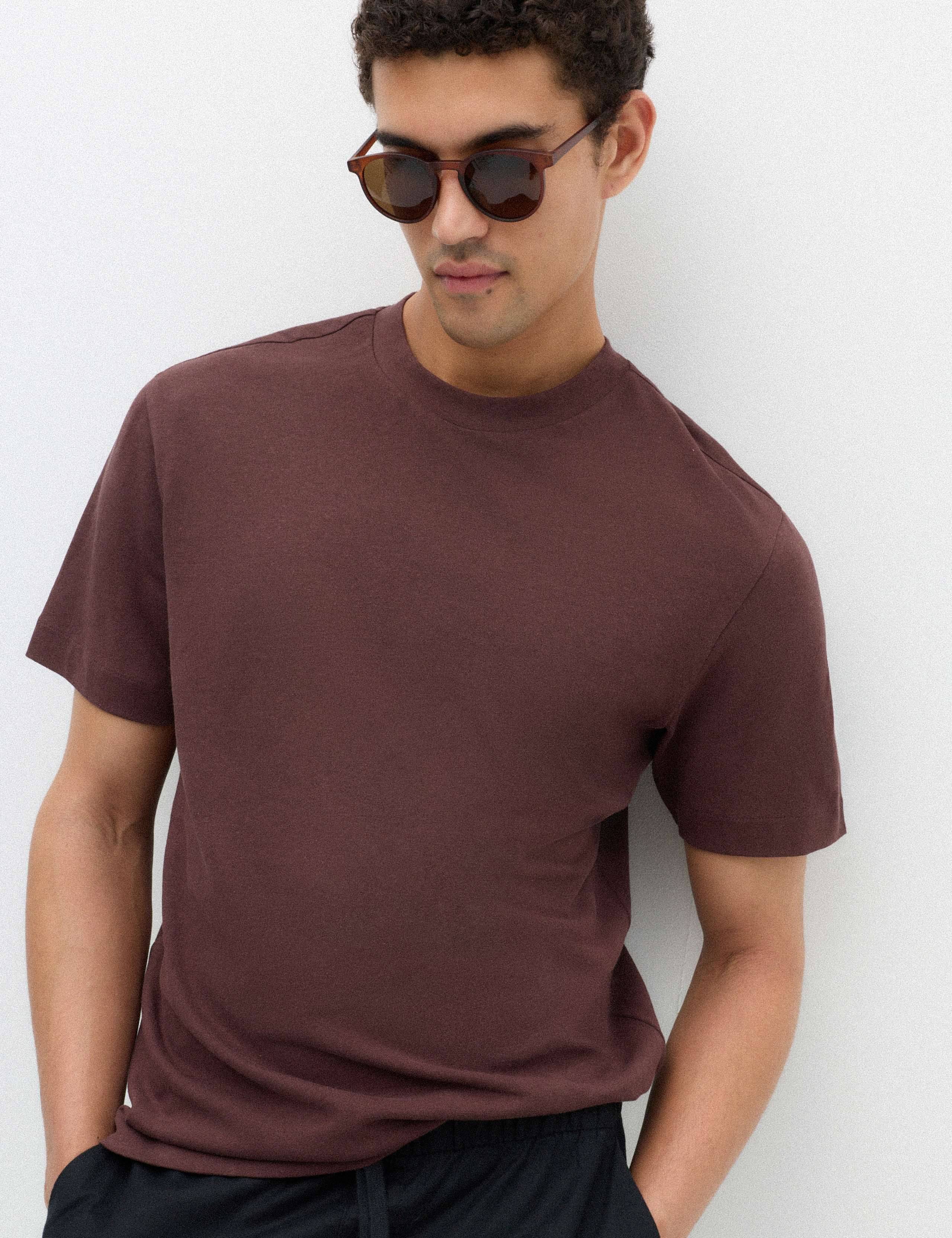 Cotton Linen Blend Crew Neck T-Shirt