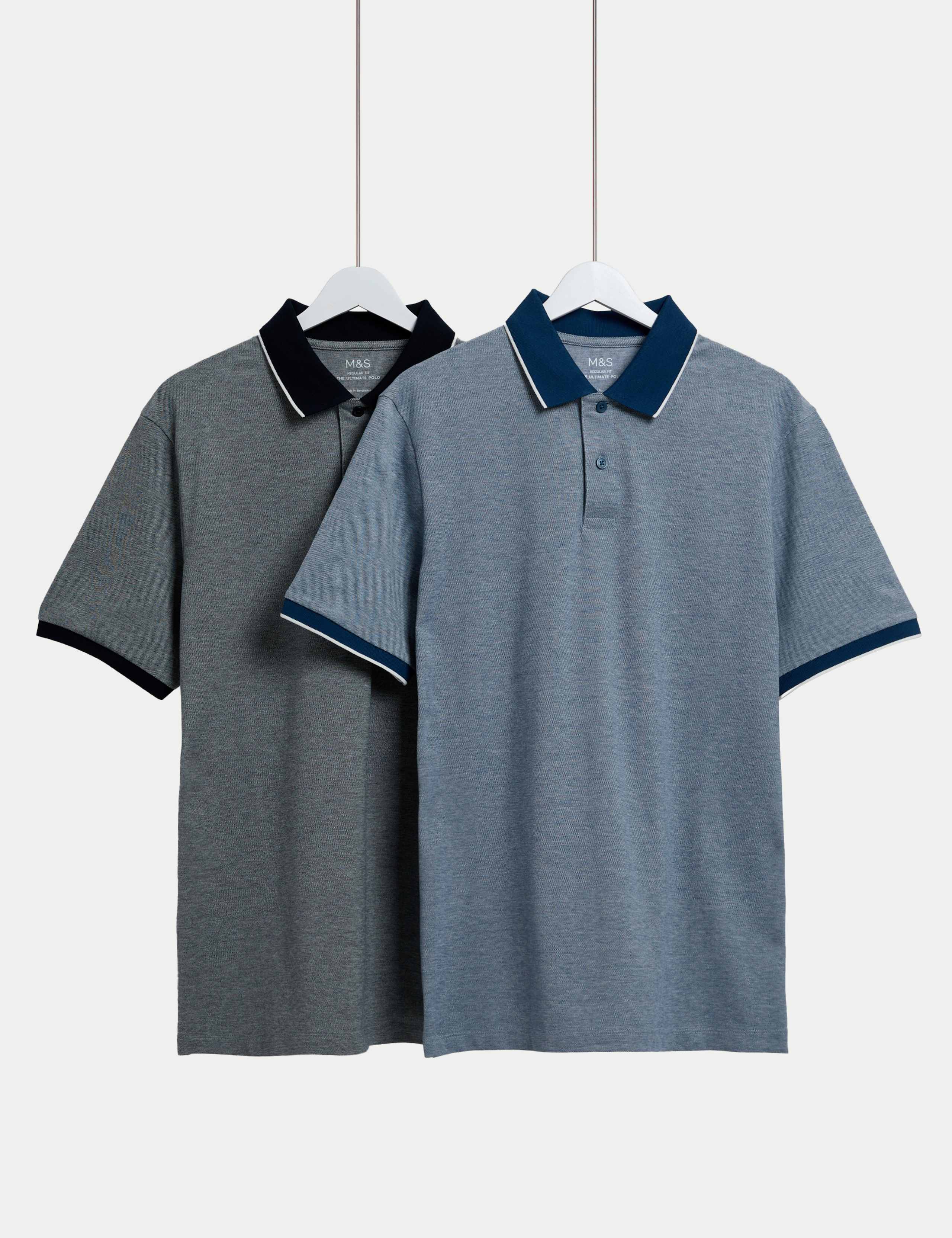 2pk Cotton Rich Tipped Polo Shirts
