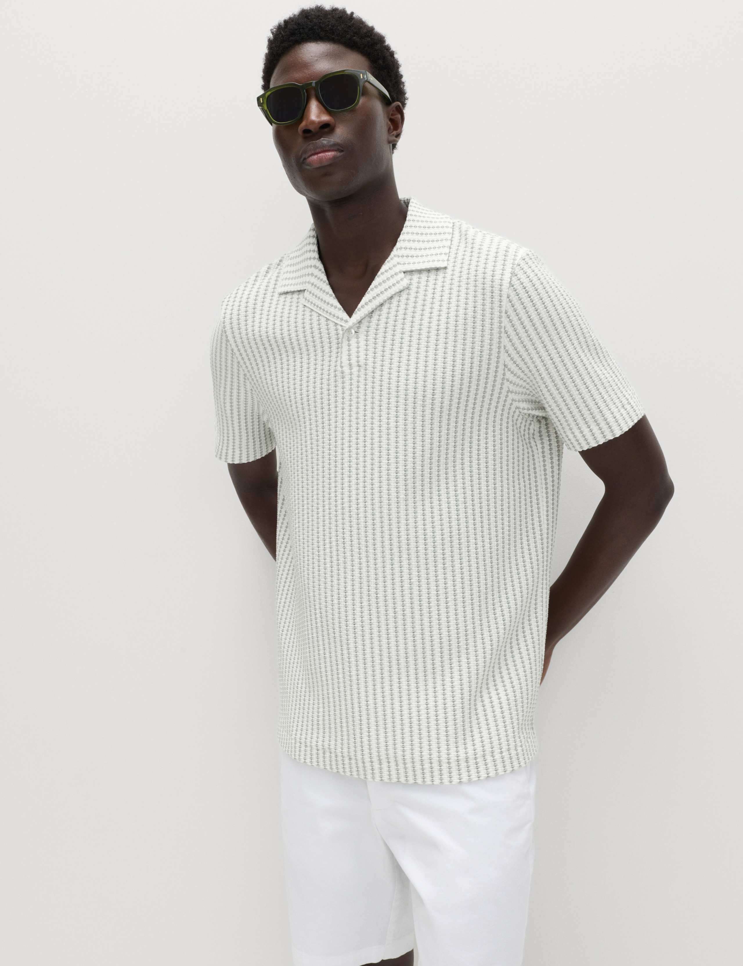 Cotton Rich Jersey Geometric Polo Shirt