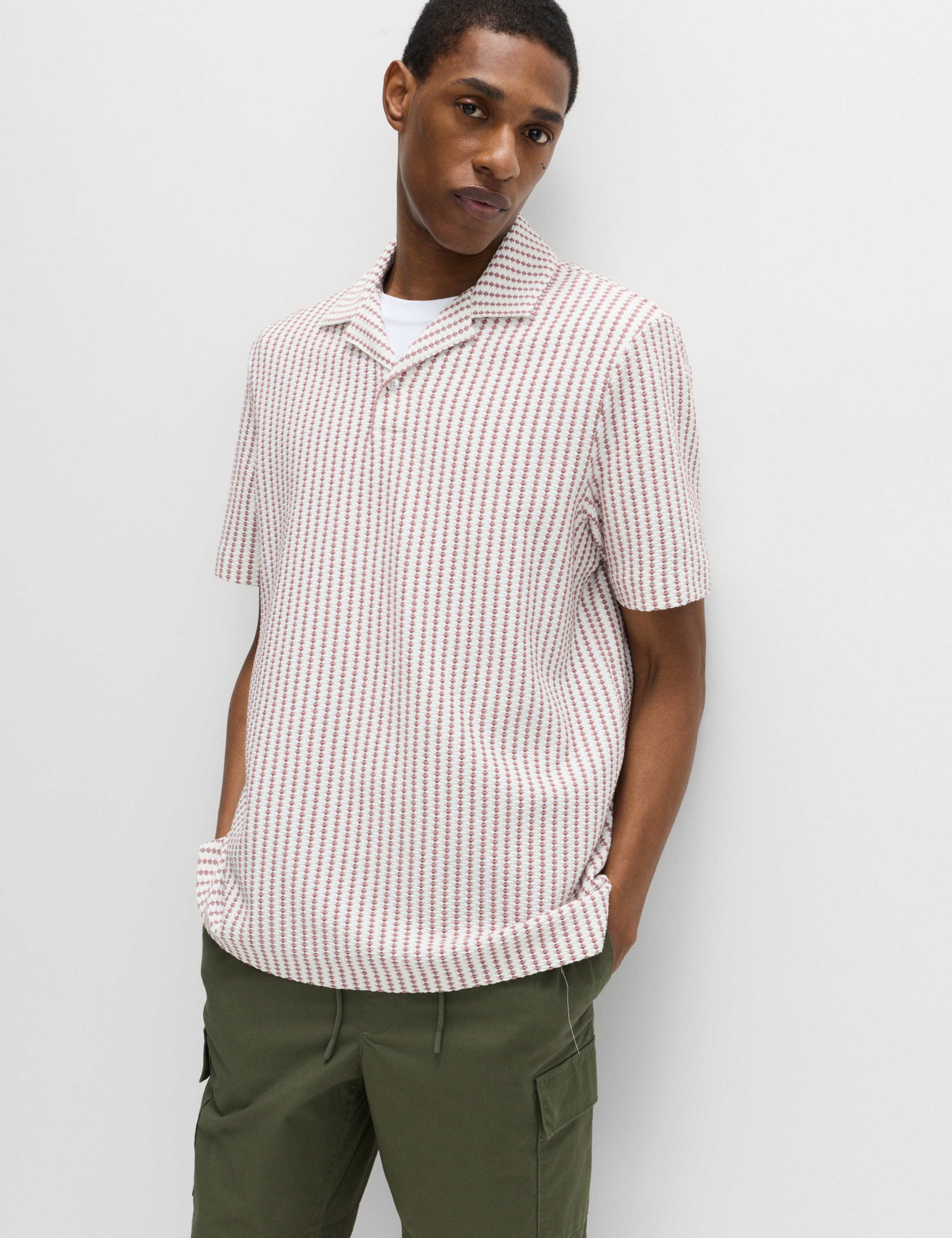 Cotton Rich Jersey Geometric Polo Shirt
