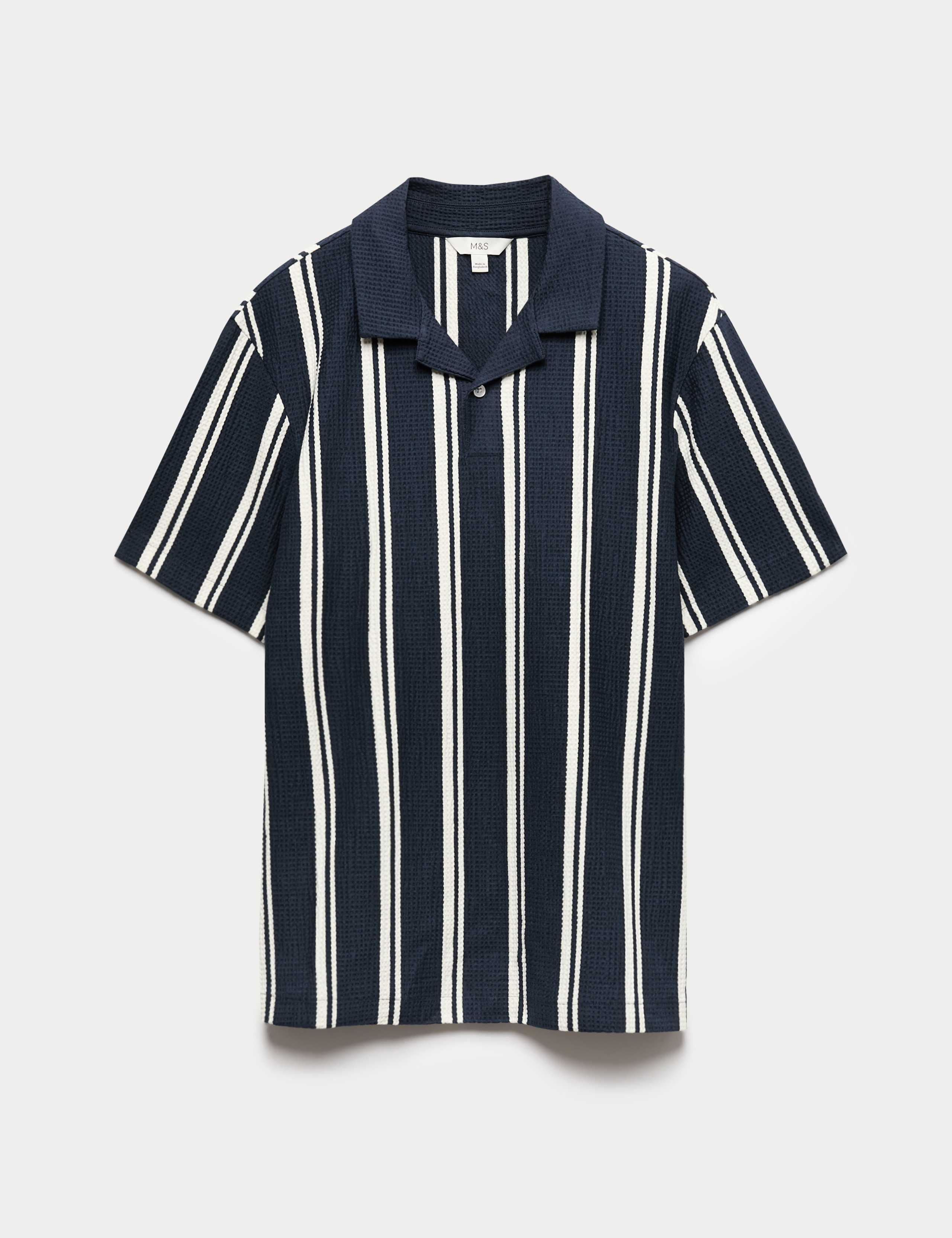 Cotton Rich Striped Seersucker Polo Shirt