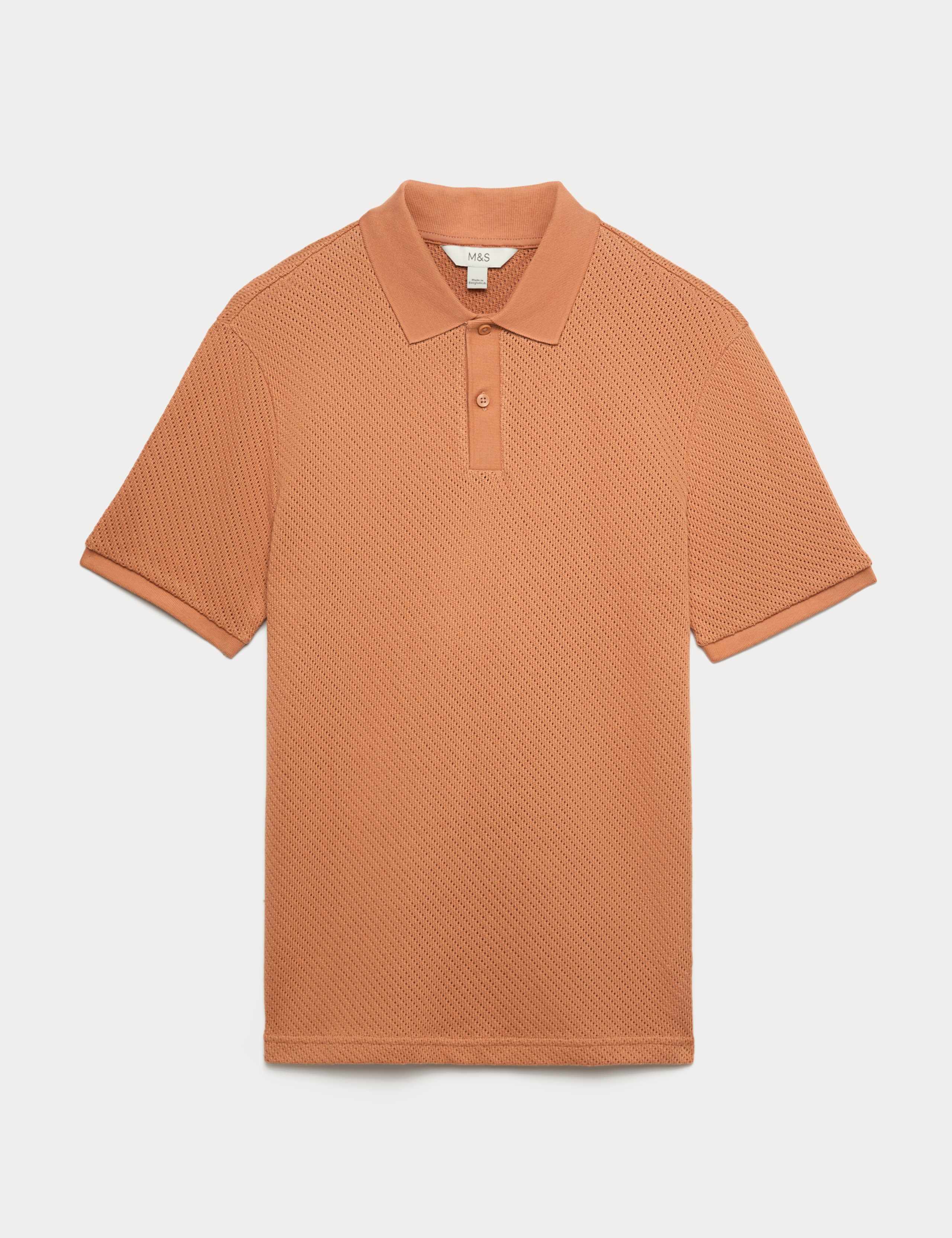 Cotton Rich Textured Knitted Polo Shirt