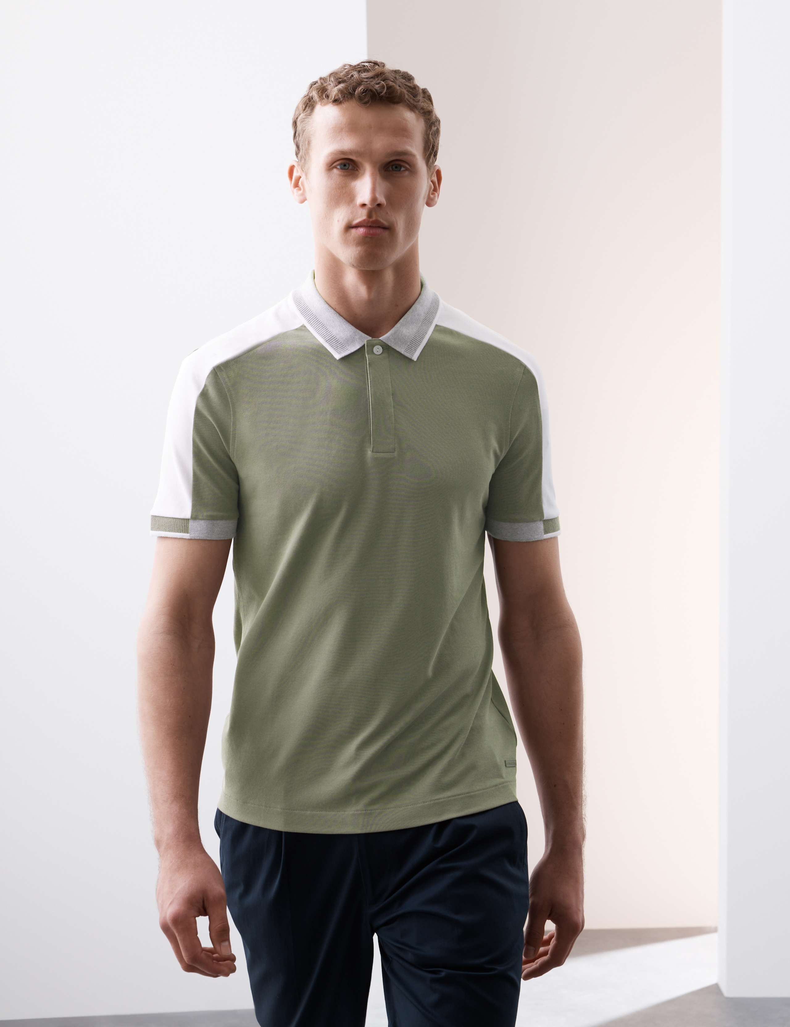 Cotton Blend Micro Pique Polo Shirt