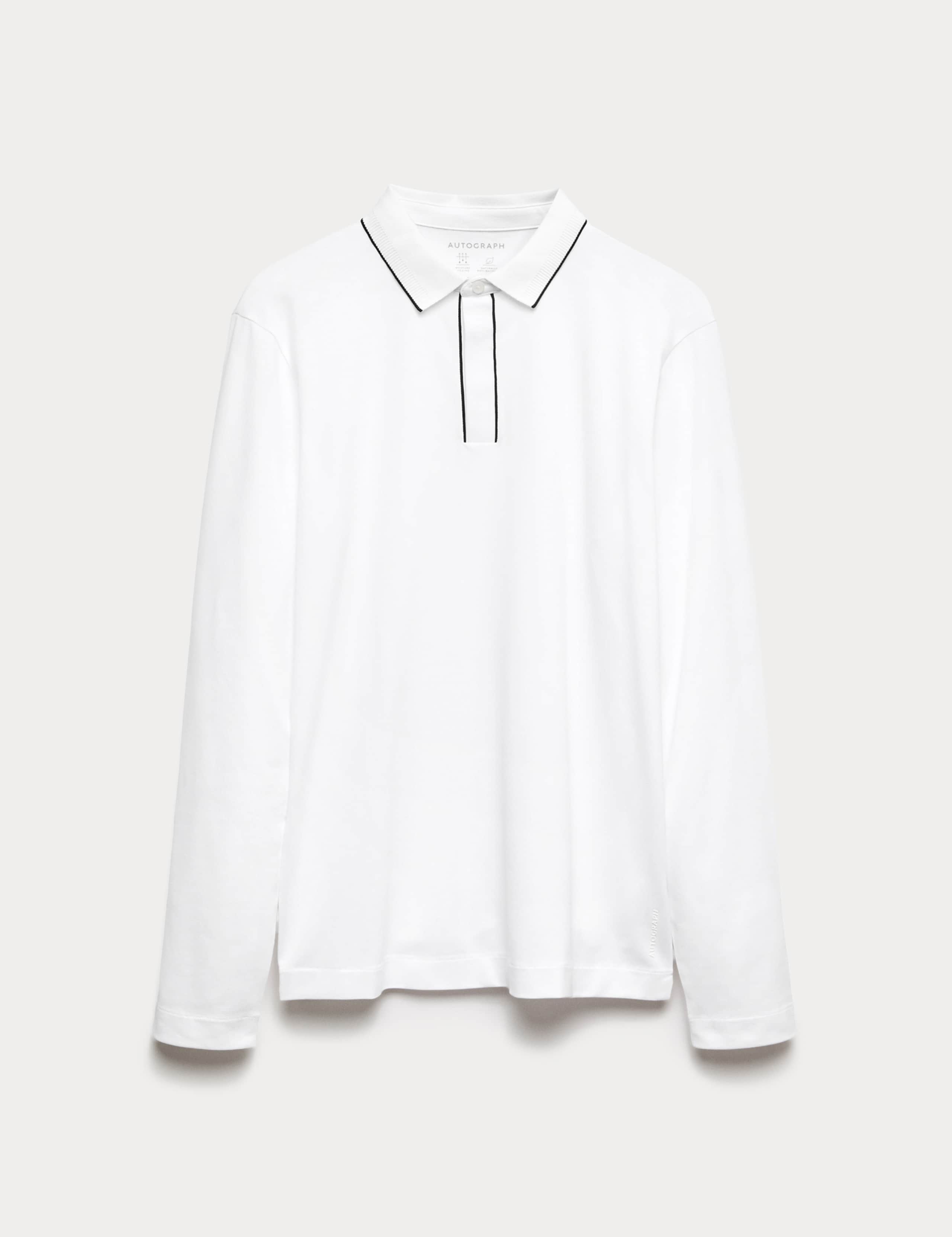 Cotton Blend Long Sleeve Polo Shirt