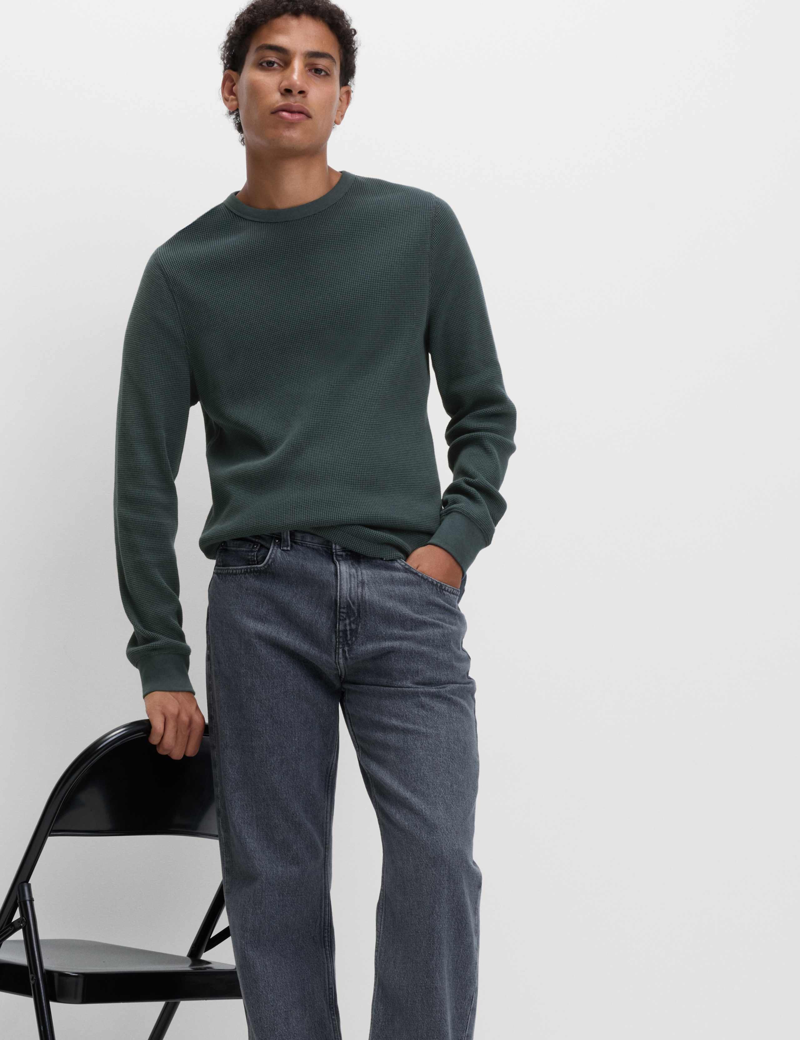 Pure Cotton 2-Tone Waffle Sweatshirt