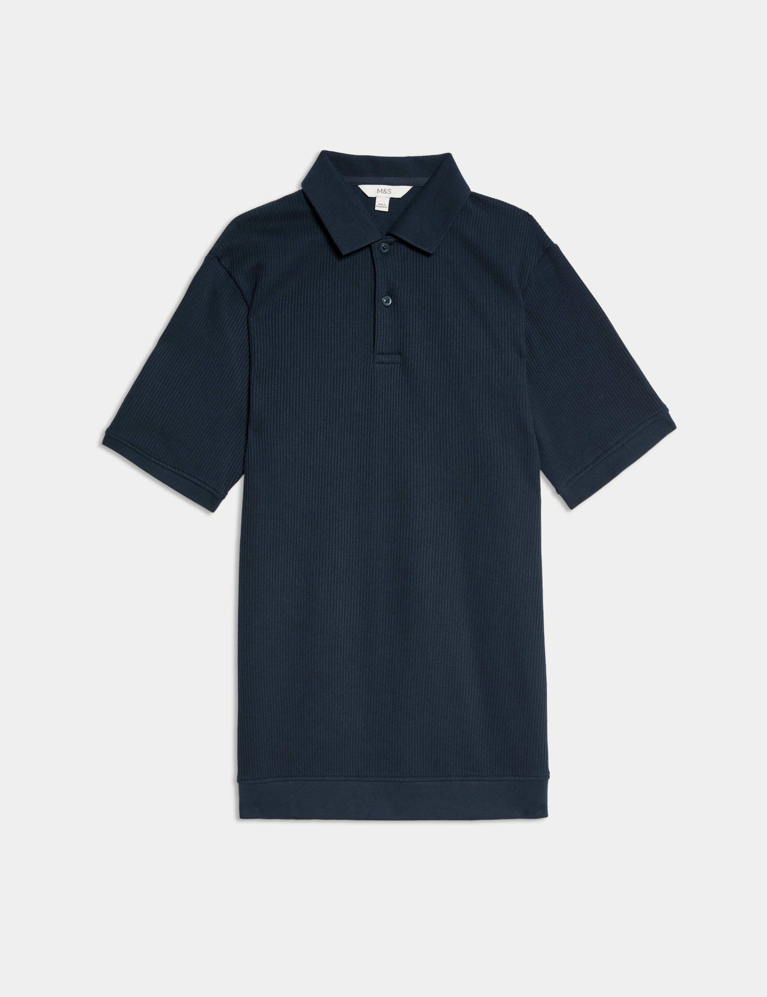 Pure Cotton Textured Polo Shirt