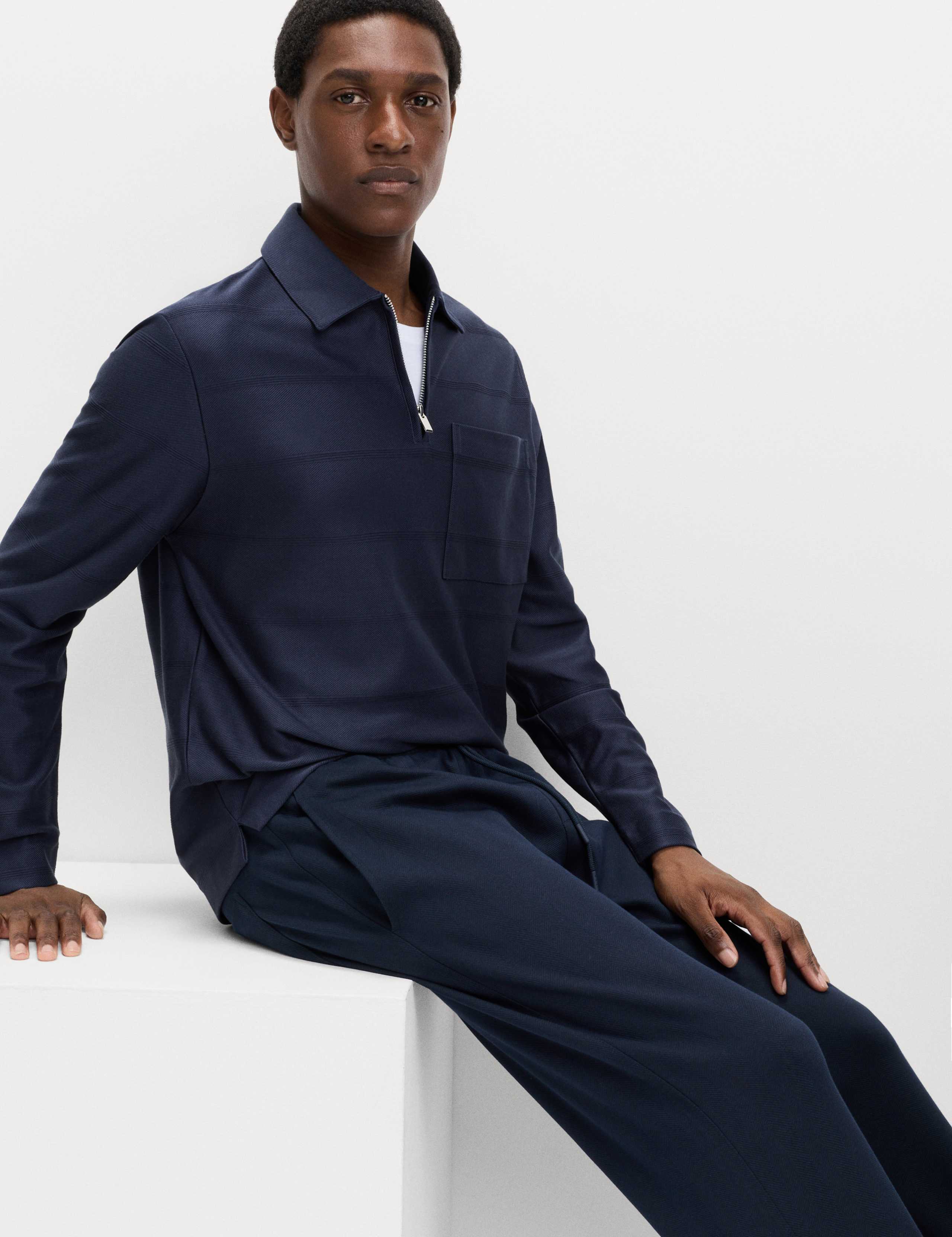 Pure Cotton Textured Half Zip Sweatshirt