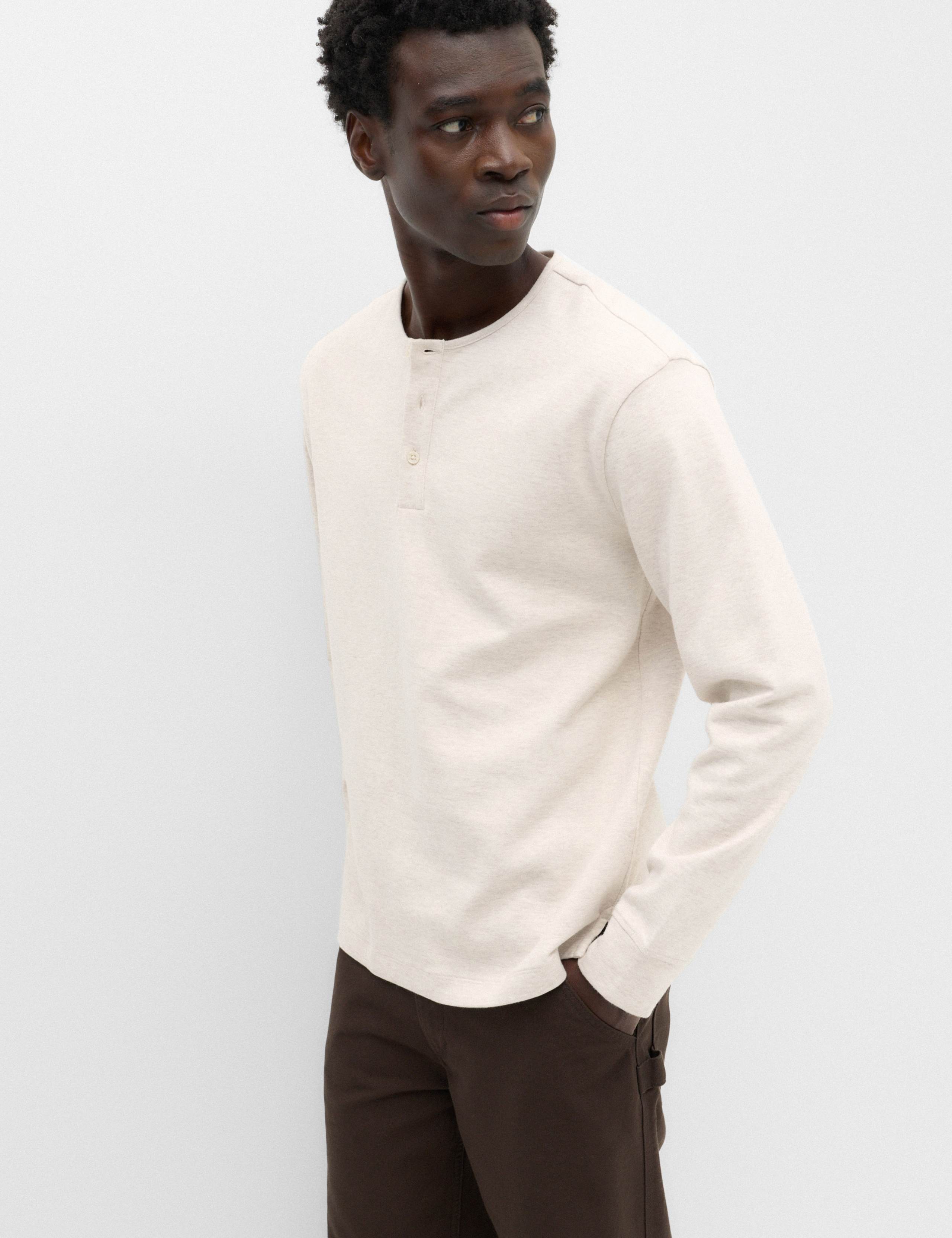 Cotton Rich Cosy Long Sleeve Henley Shirt