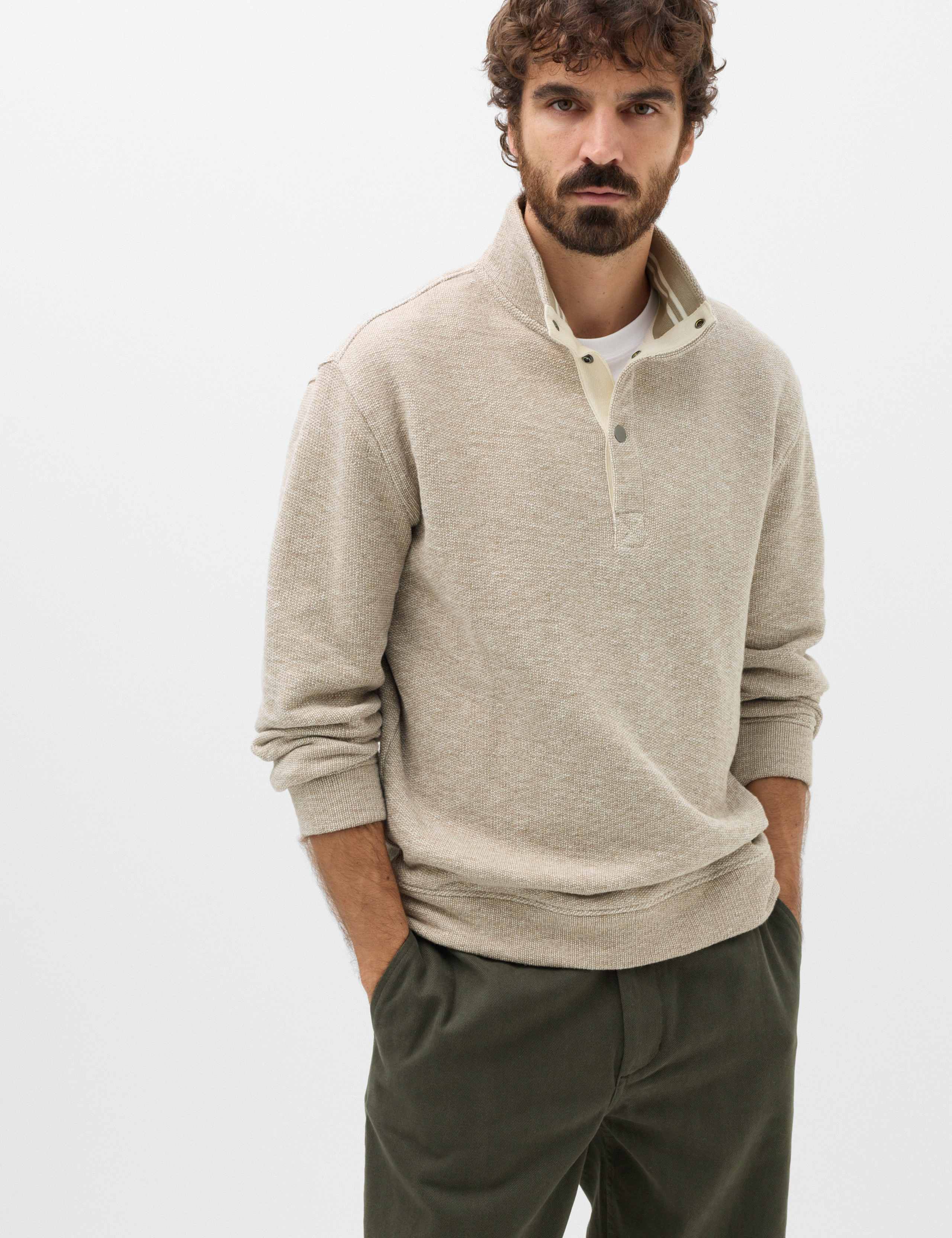 Pure Cotton Funnel Neck Overshirt