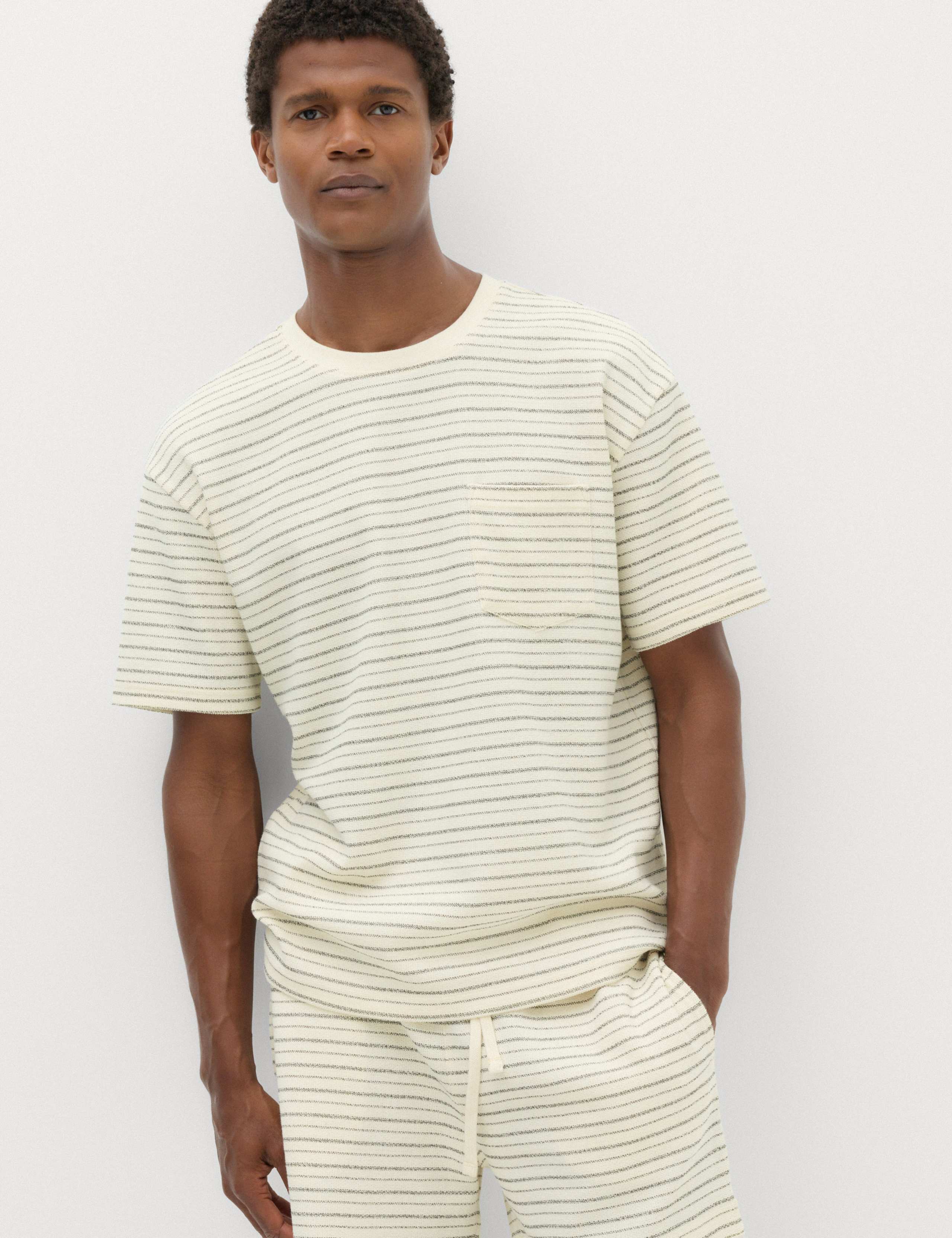 Cotton Rich Textured Striped T-Shirt