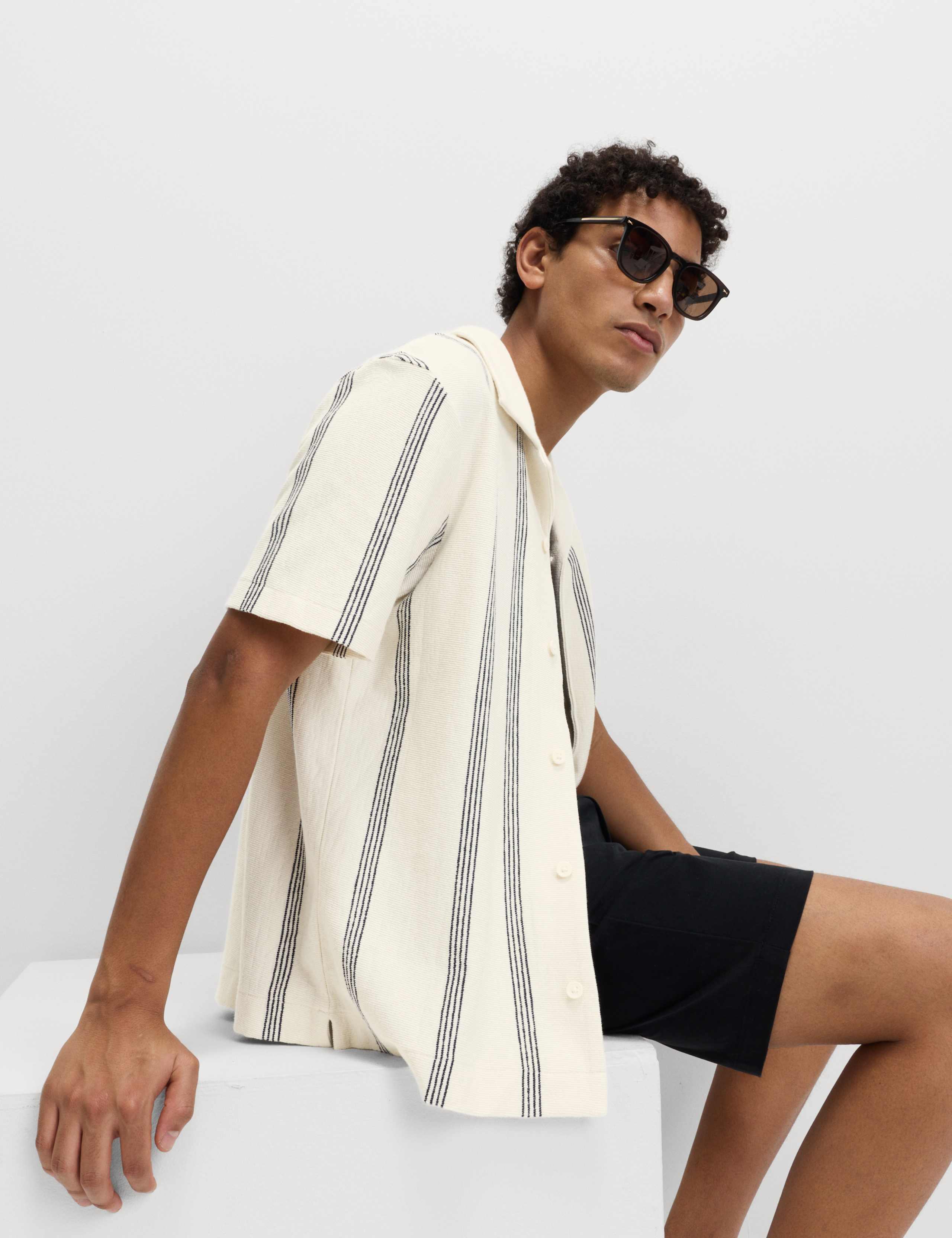 Pure Cotton Striped Revere Polo Shirt