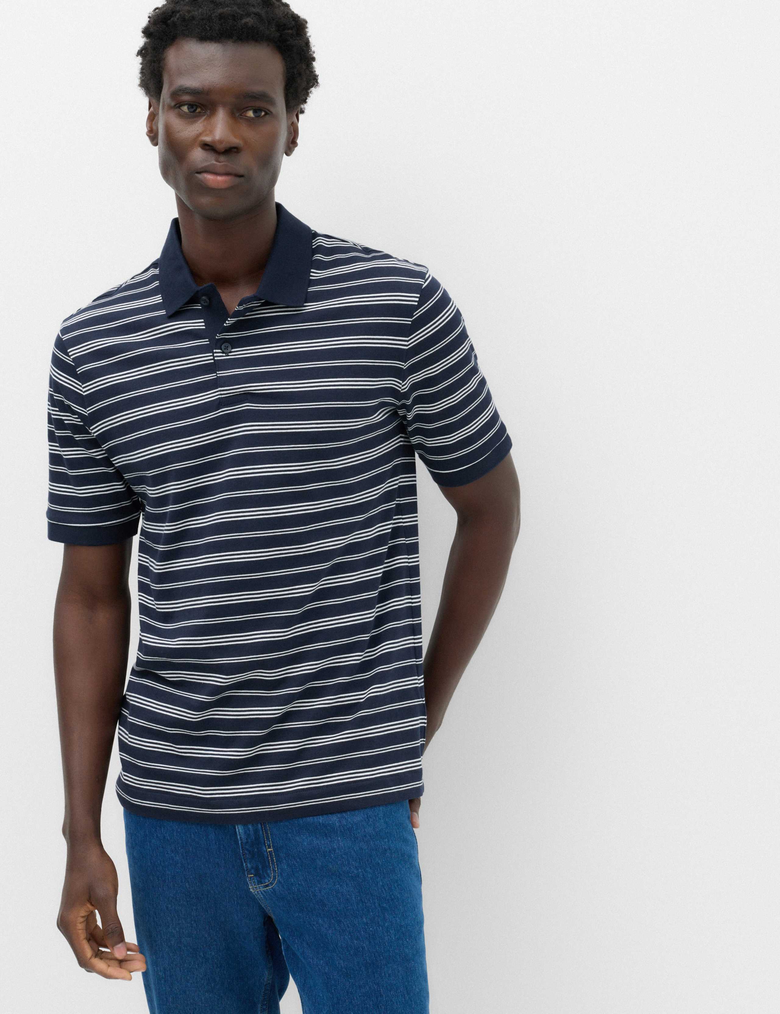 Pure Cotton Yarn Dye Striped Polo Shirt