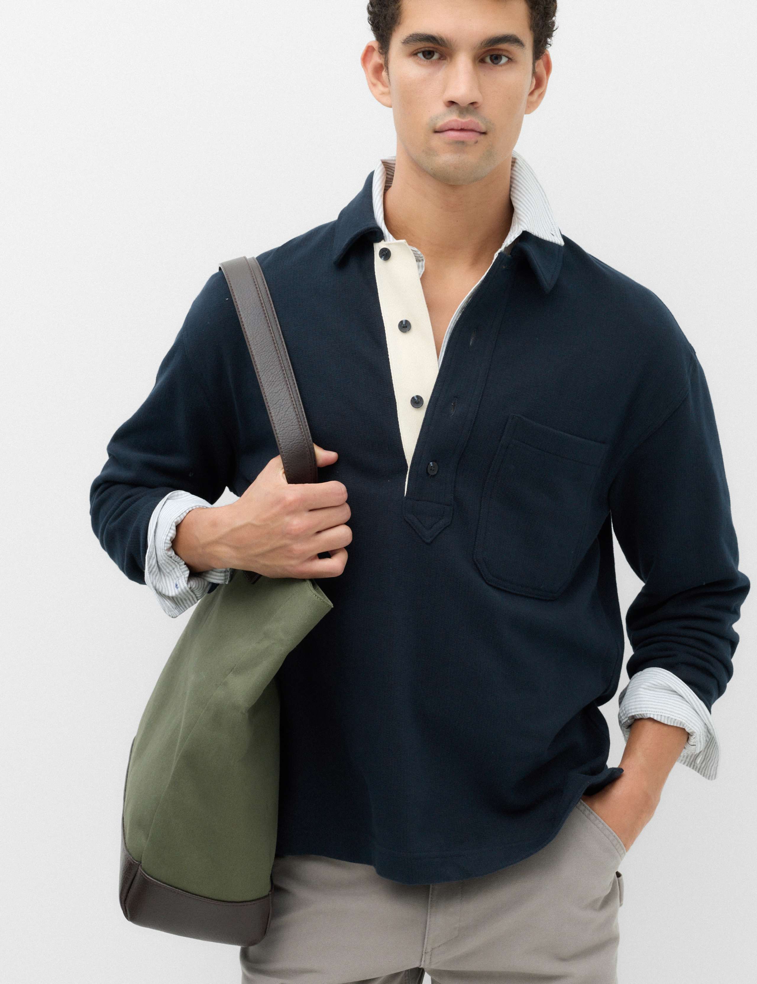 Pure Cotton Heavyweight Long Sleeve Polo Shirt