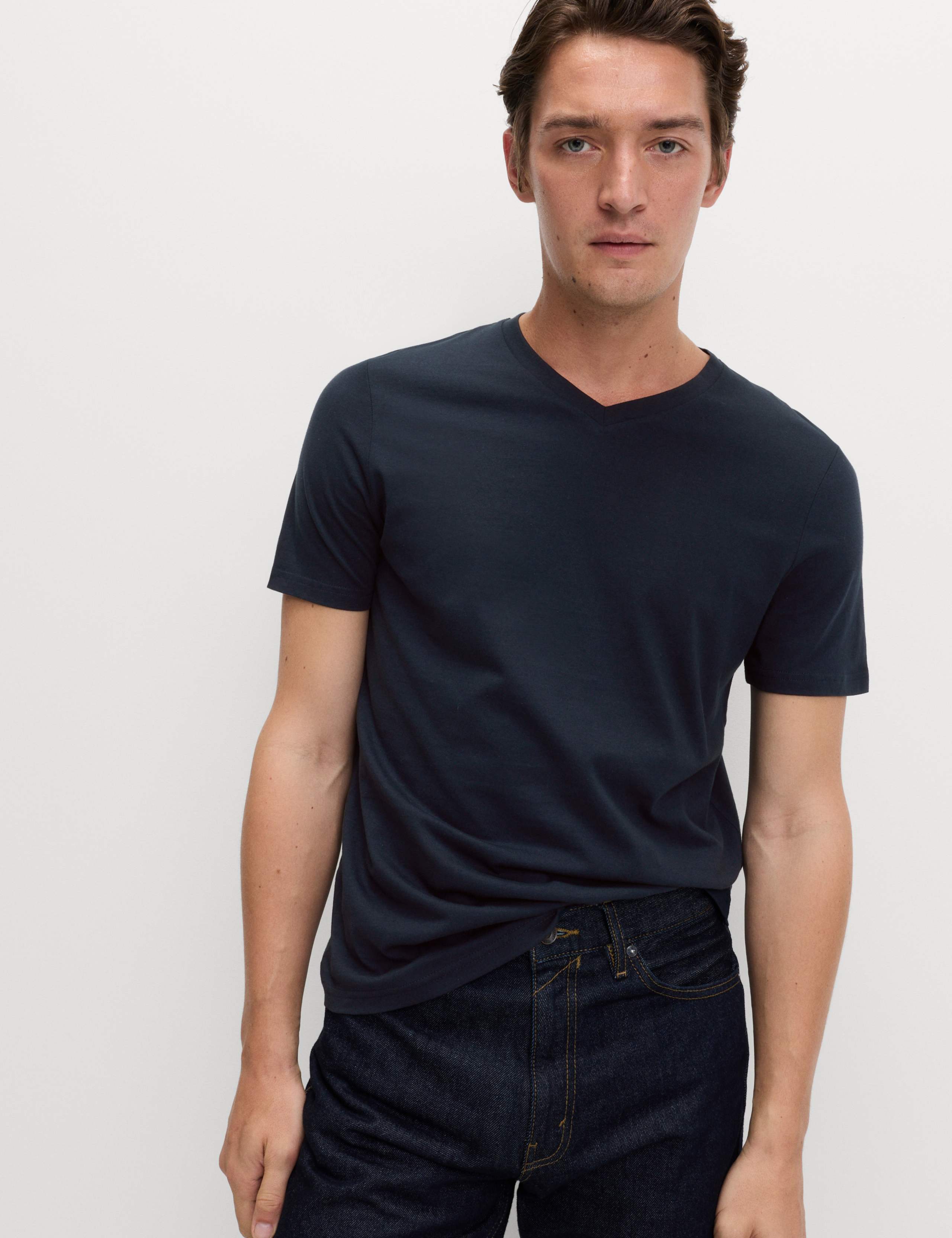 Pure Cotton V Neck T-Shirt