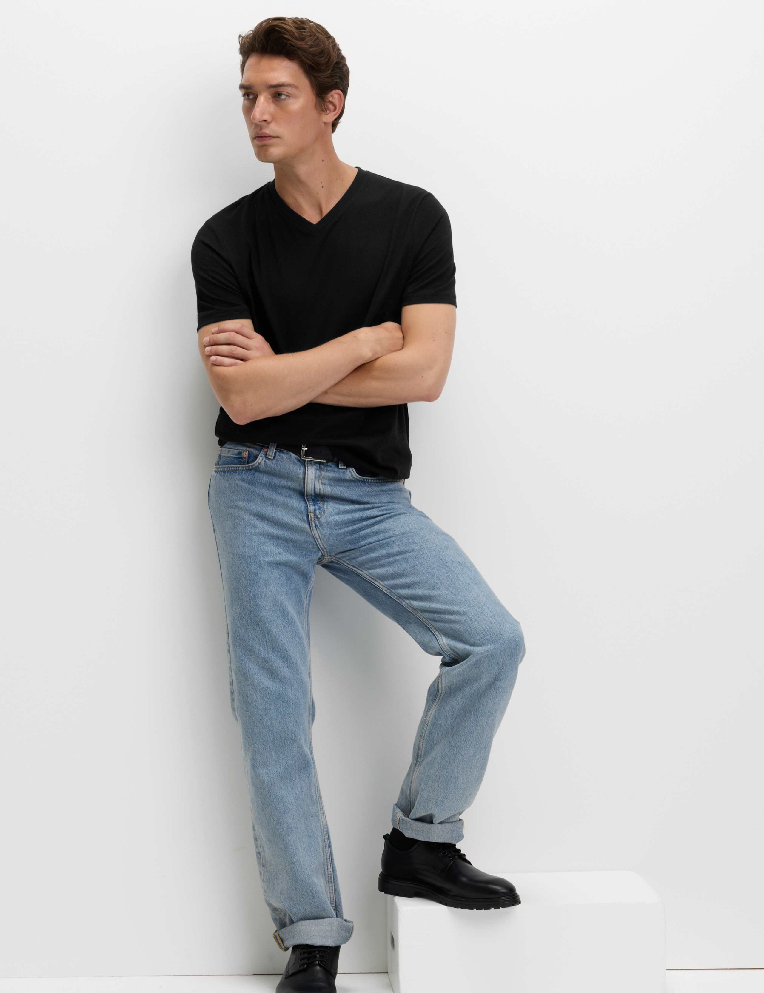 Pure Cotton V Neck T-Shirt